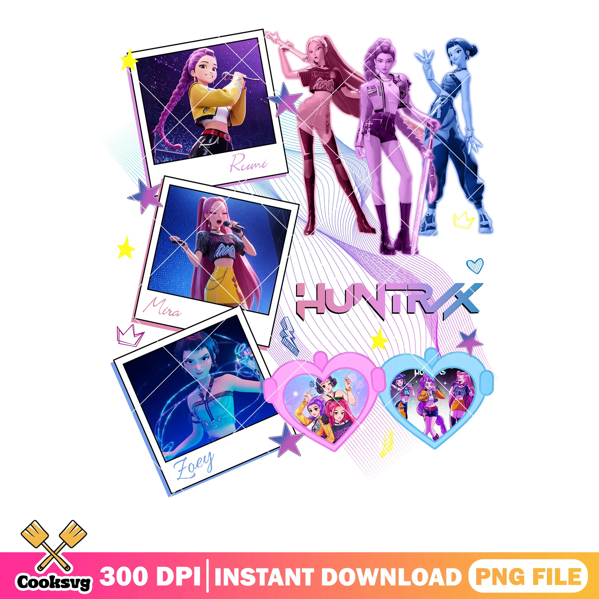 Poster of huntrix png, kpop demon hunters png, Huntrix girls png