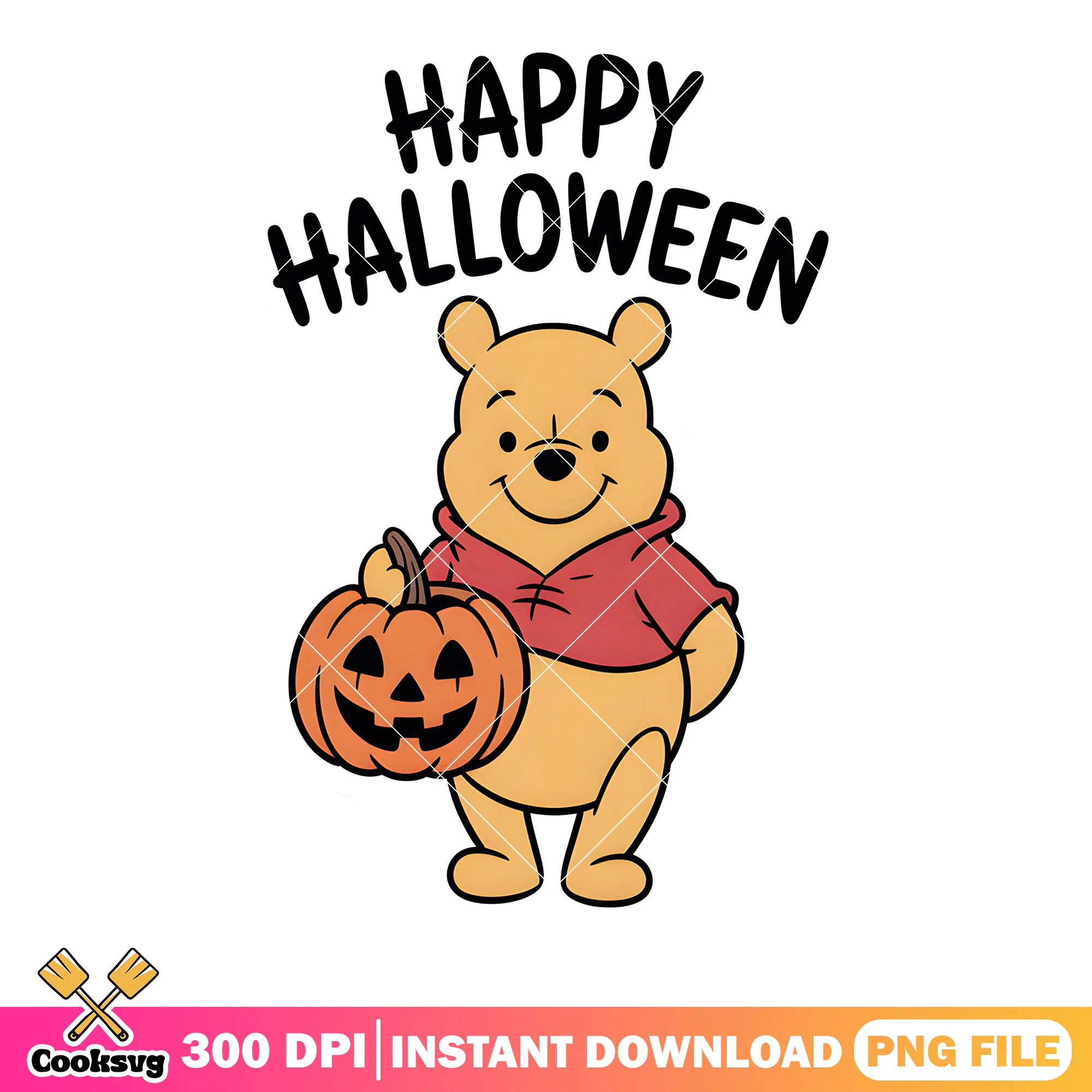 Poster pooh trick or treat png, disney pooh bear png, vintage pooh png