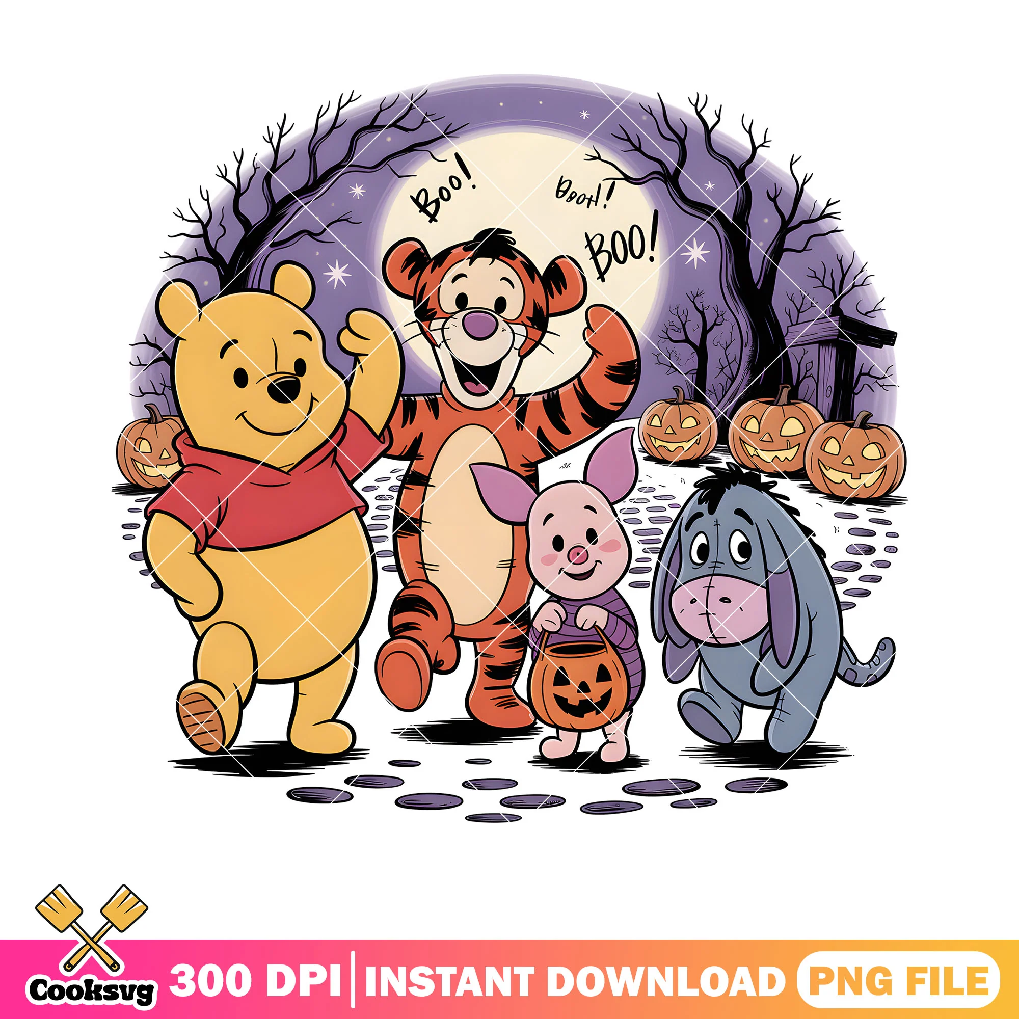 Poster trick or treat pooh png, winnie the pooh png, halloween vibes png