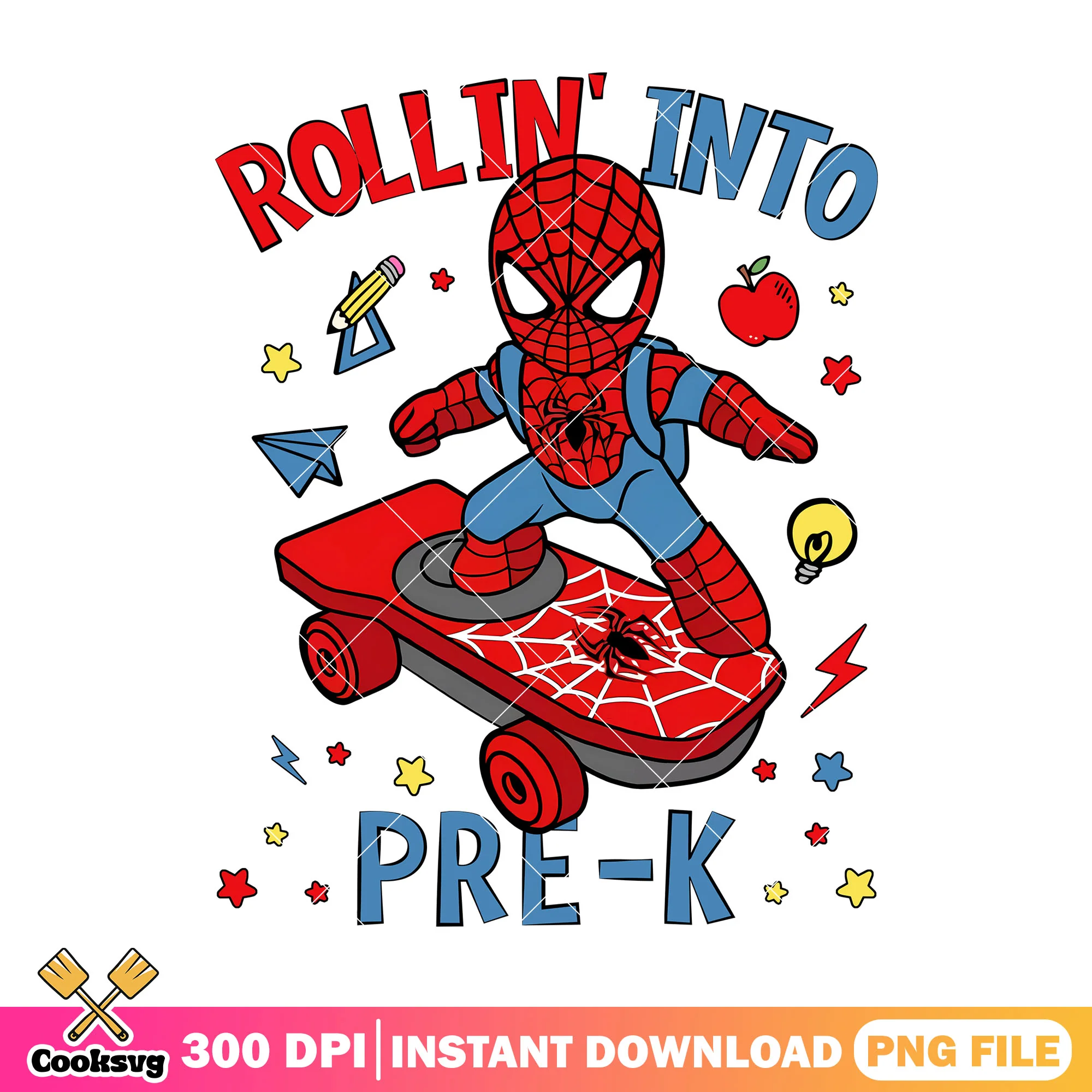 Pre-k spiderman png, going back to school png, superhero cartoon png