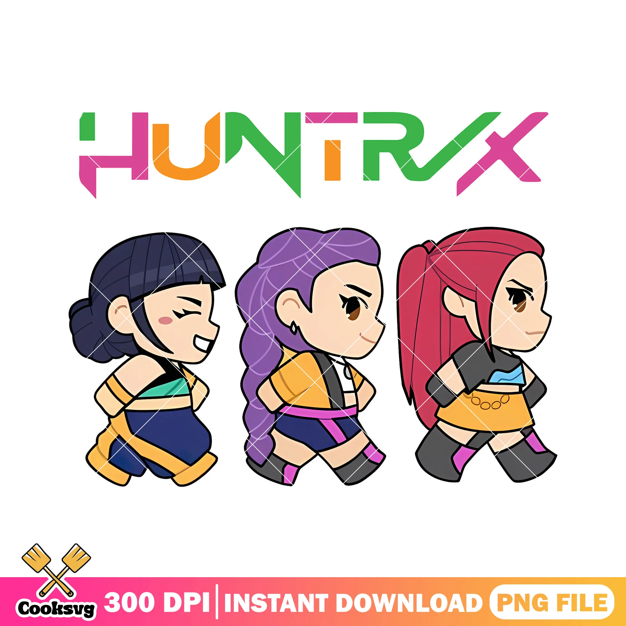 Pretty chibi huntrix girl png, huntrix band png, kpop huntrix png
