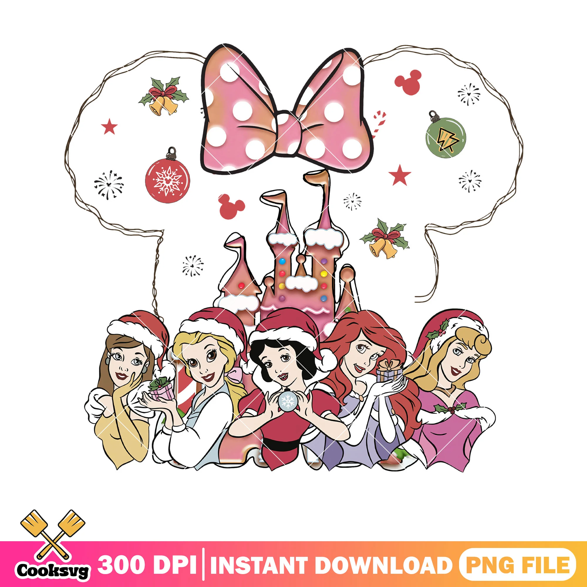 Princess disney christmas png bow castle png, aurora clipart png