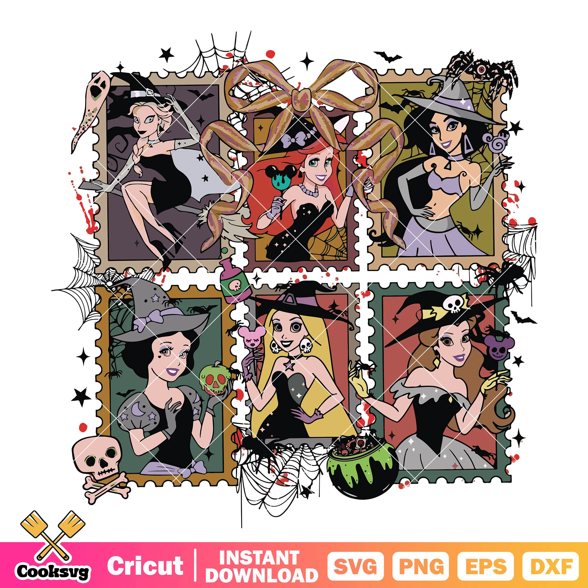 Princess halloween stamp svg, disney princess svg, princess halloween svg