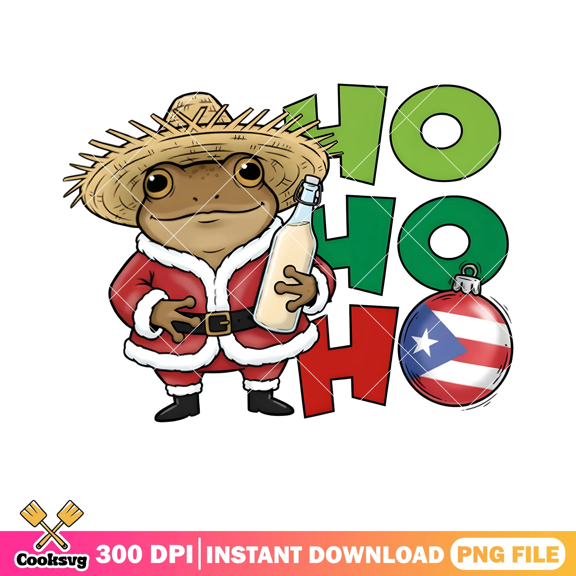 Puerto rico frog santa png, santa hohoho png, puerto rico png