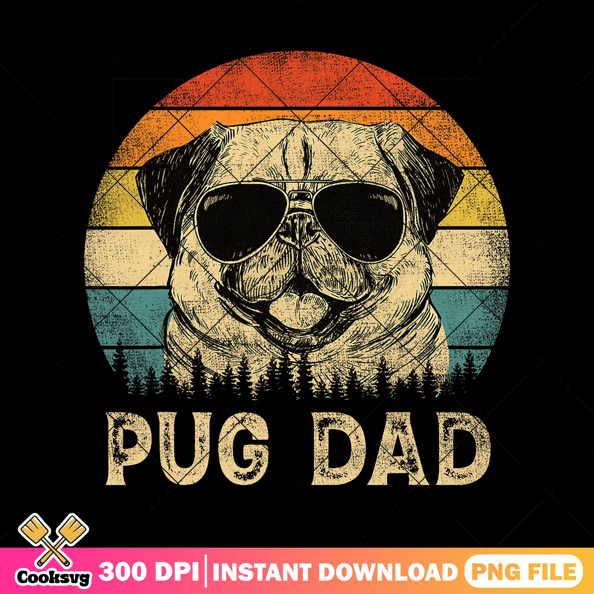 Pug dad png, pug lovers gifts png, dog dad png, funny fathers day gifts png