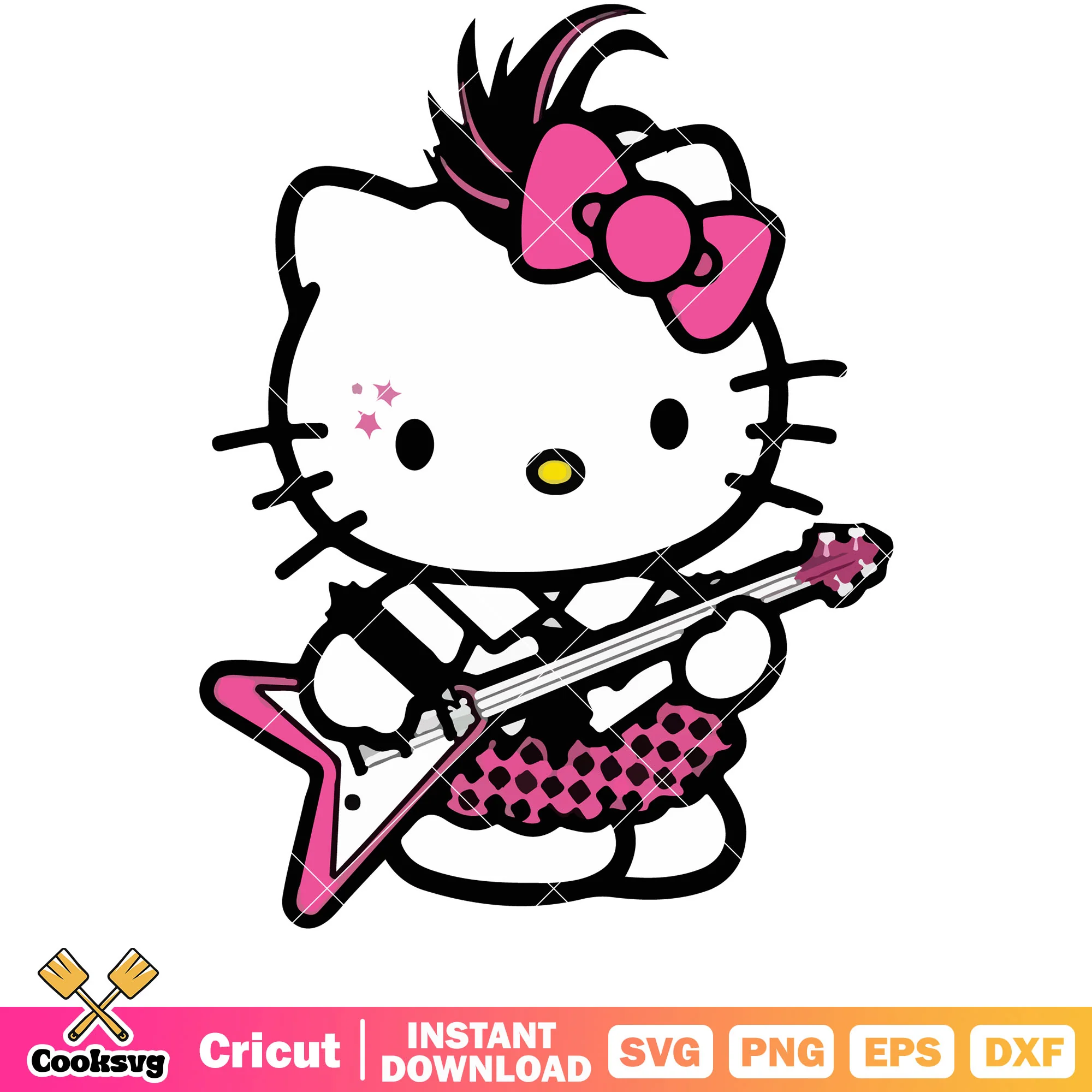 Punk rock hello kitty design svg, sanrio hello kitty svg