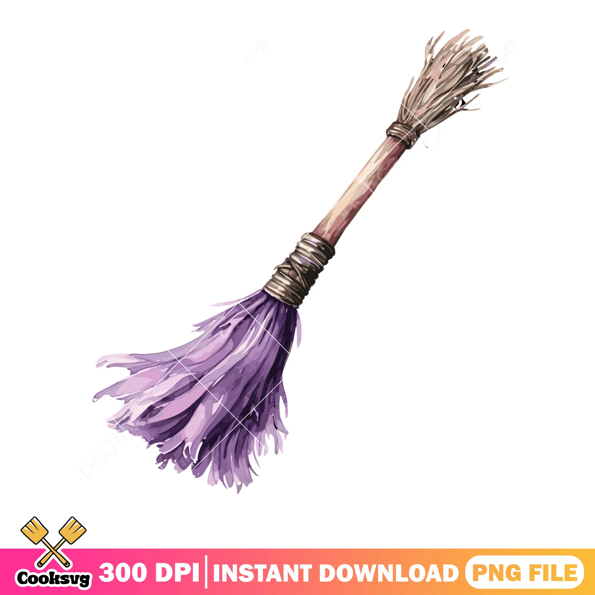 Purple broom png, witches broom png, halloween scary png