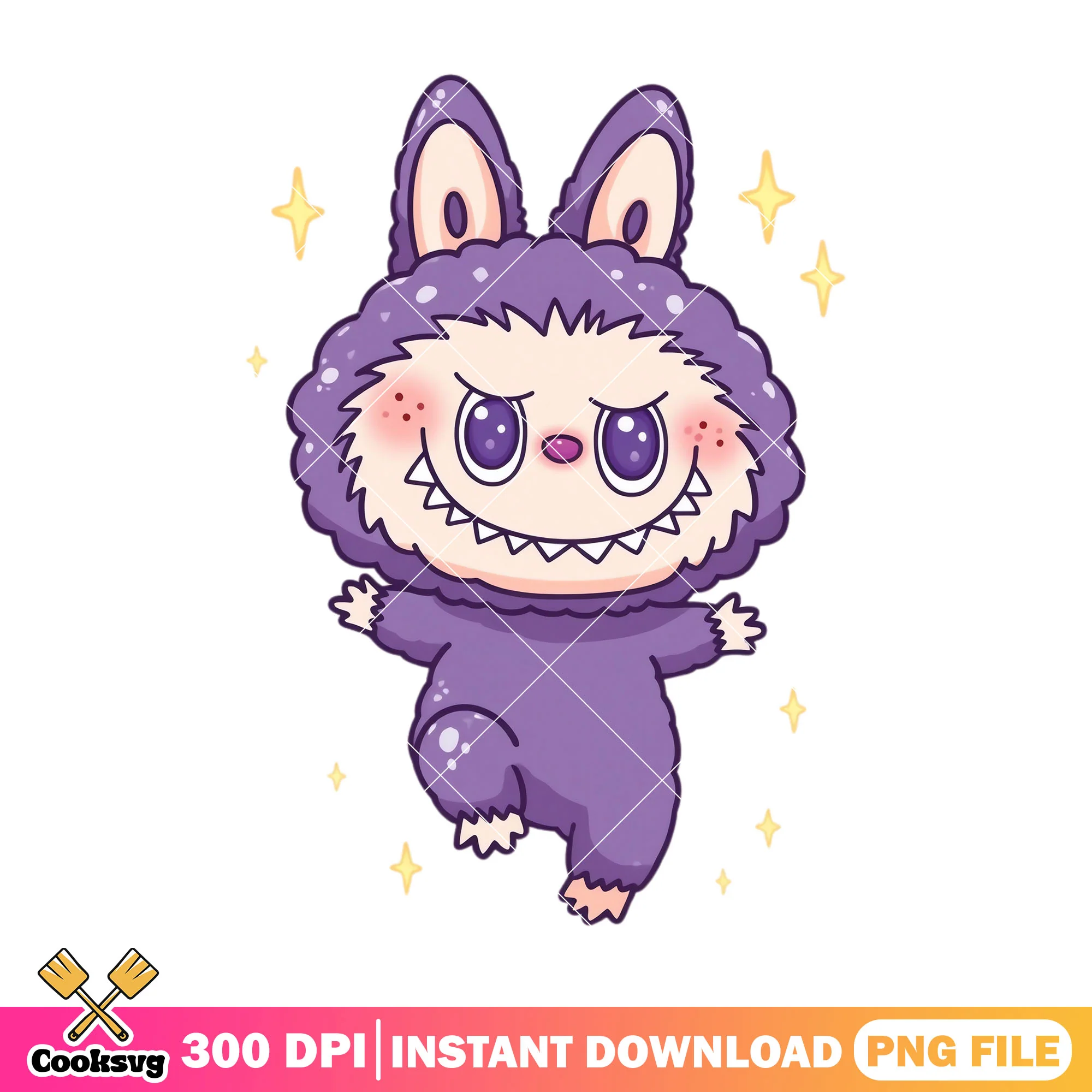 Purple labubu monster design png, labubu cute png, labubu happy png