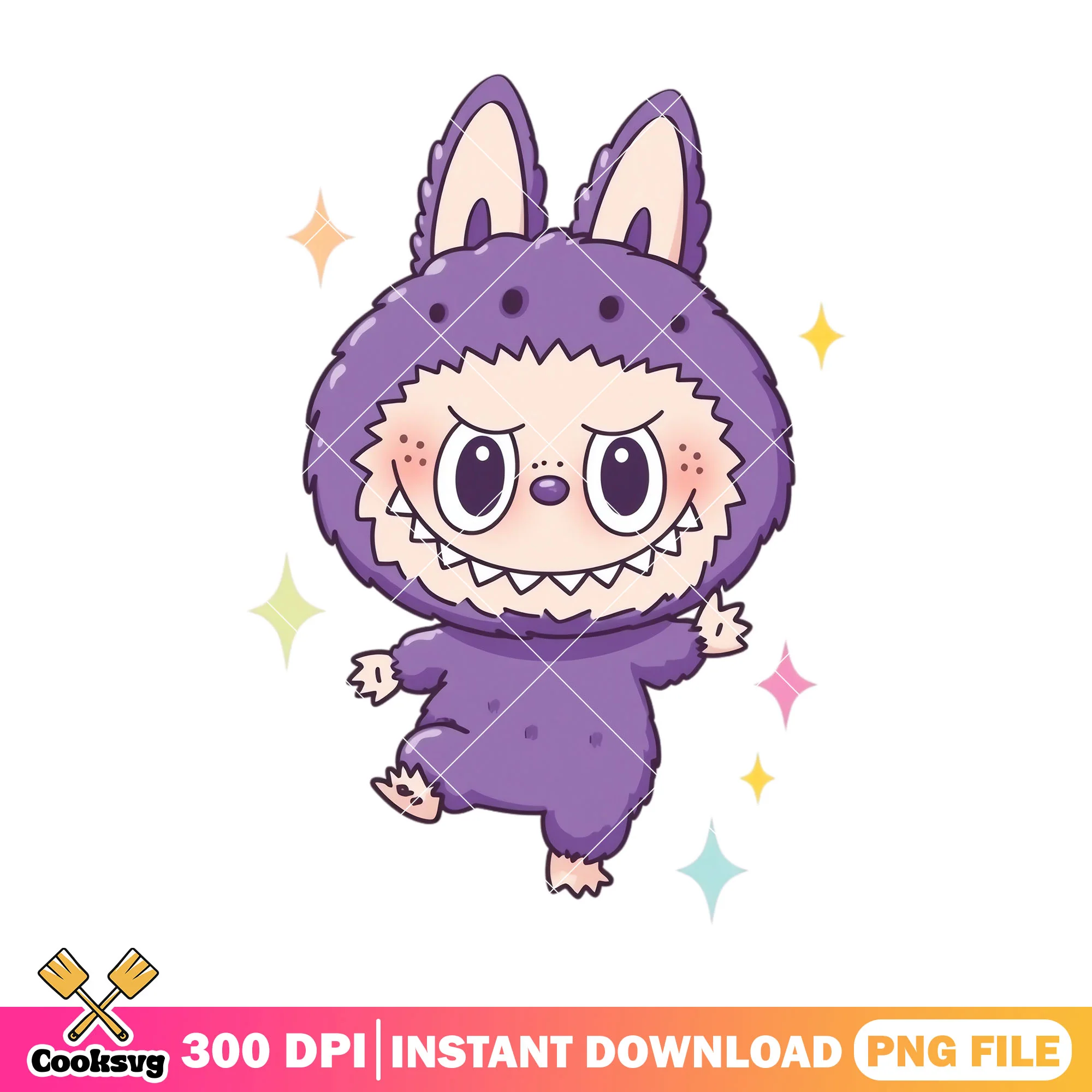 Purple labubu monster design png, labubu plush png, labubu art png