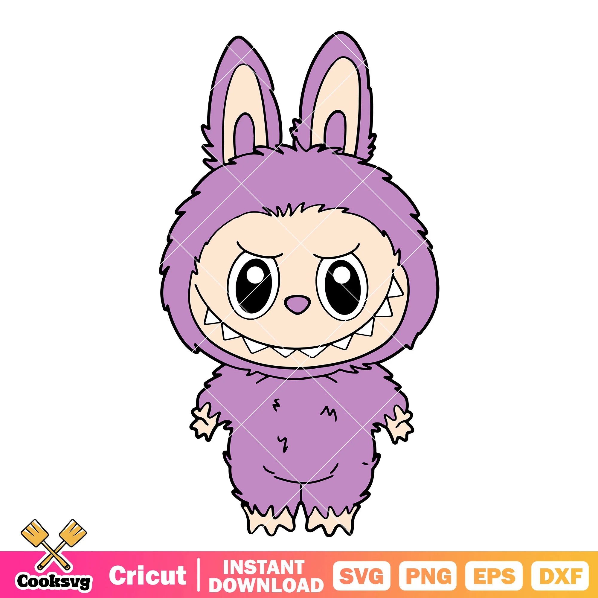Purple labubu smile svg, purple labubu svg, labubu monster svg