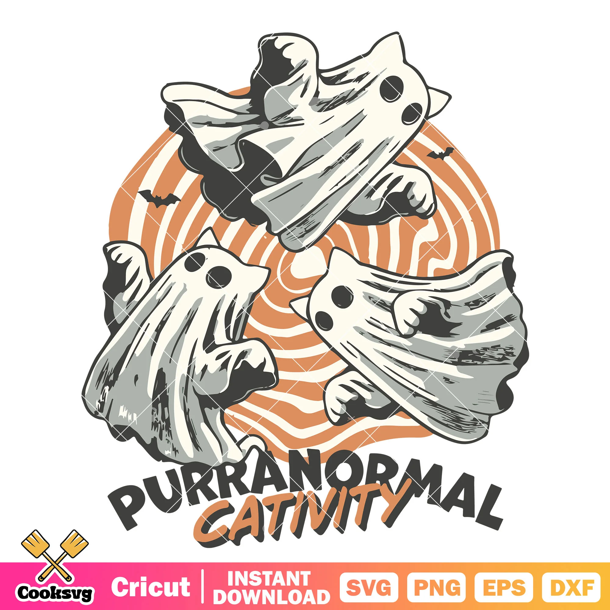 Purranormal cativity ghost svg, ghost cute svg, cat halloween svg