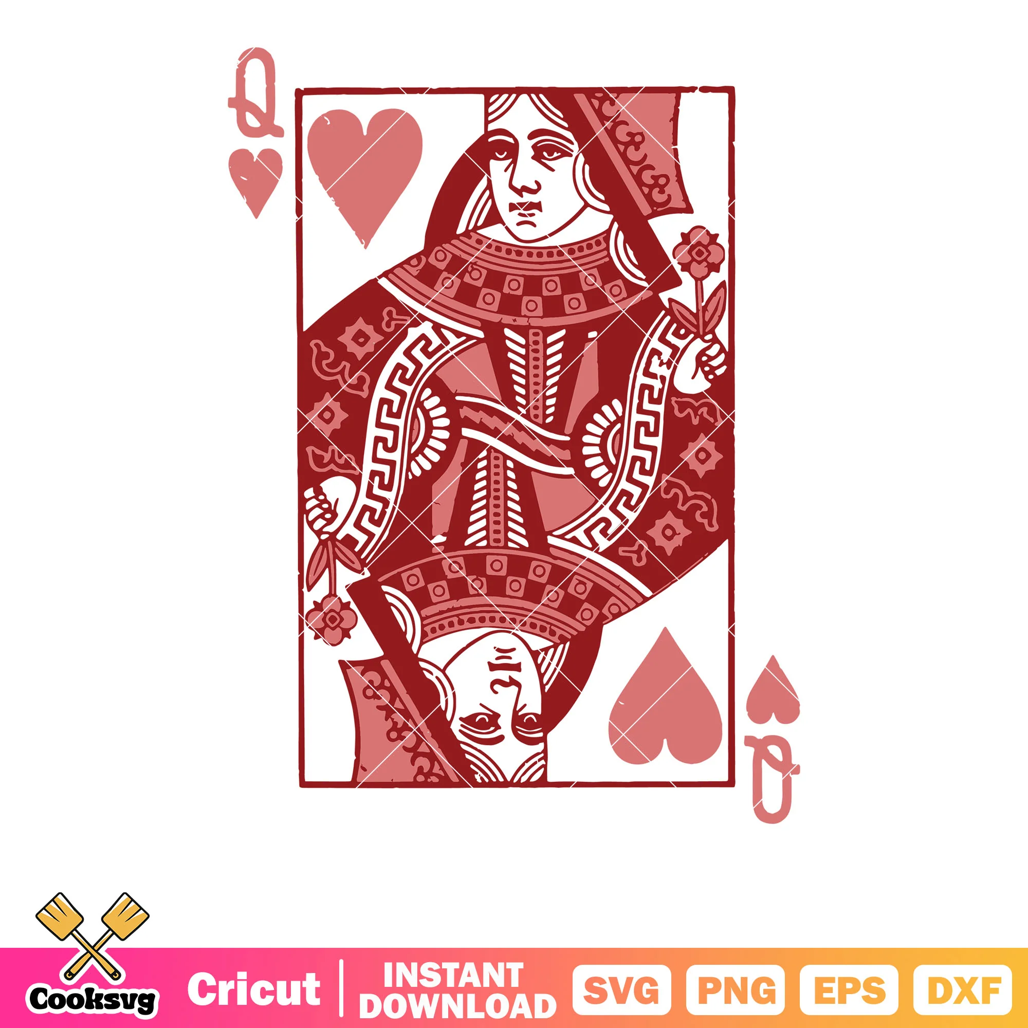 Queen of Hearts valentine file svg, love valentine svg, valentine day svg