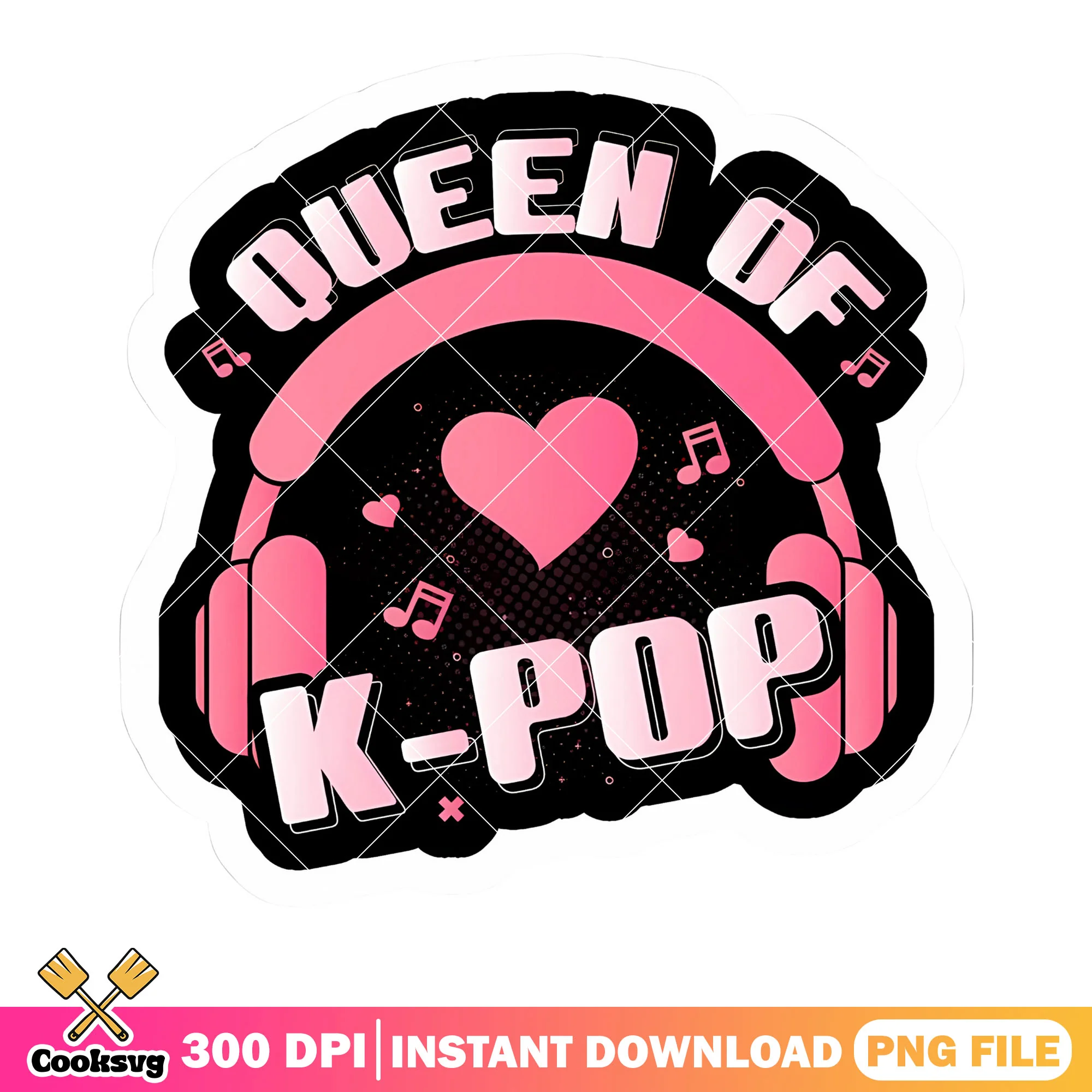 Queen of kpop headphone png, kpop logo png, huntrix band png
