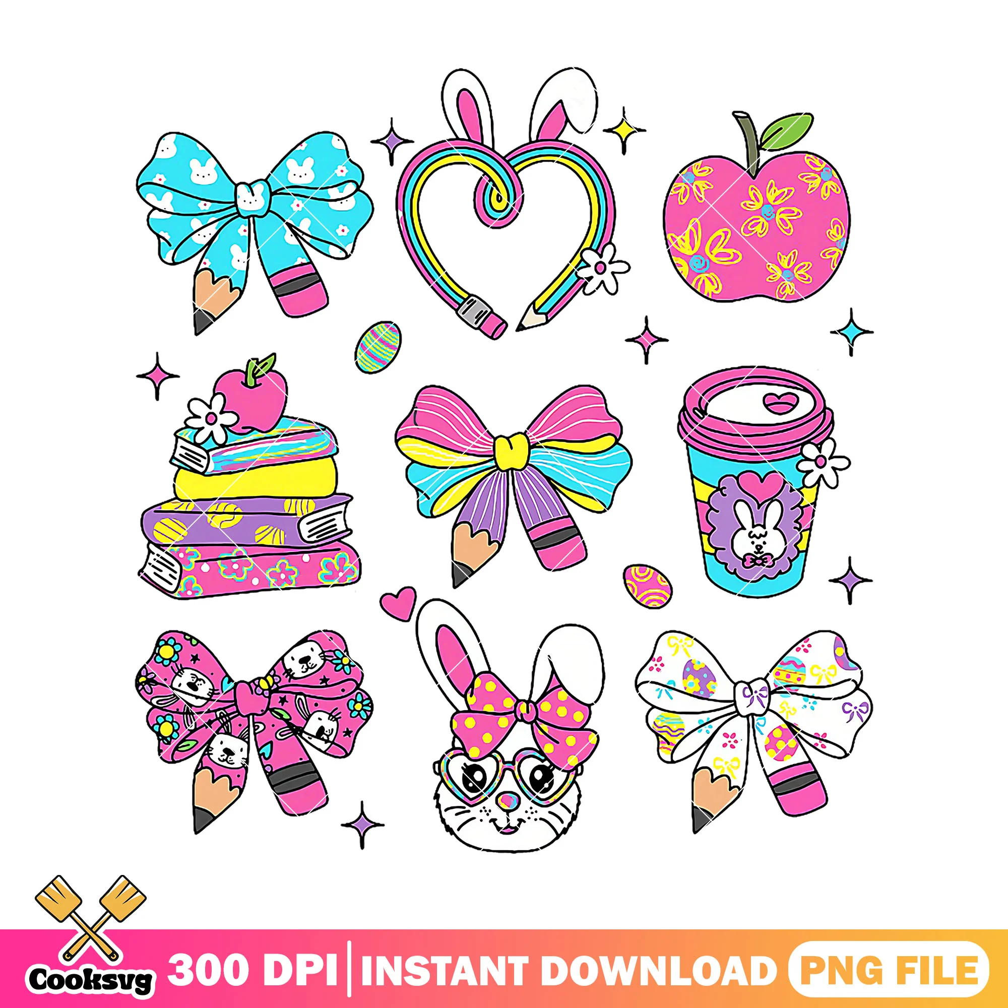 Rabbit supplies study png, rabbit cute png, back to school poster png