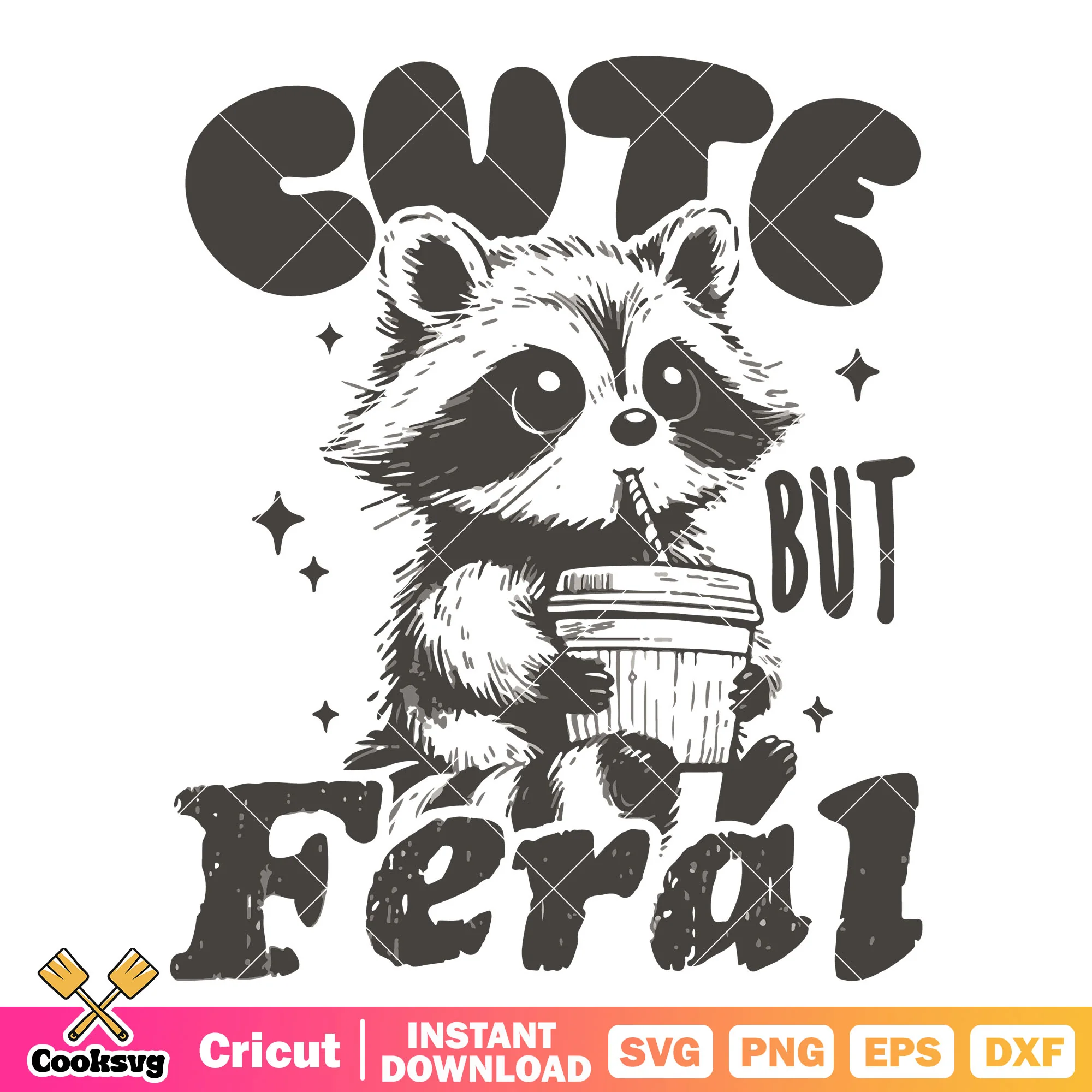 Raccon cute but feral svg, cute raccoon svg, rocket raccoon svg