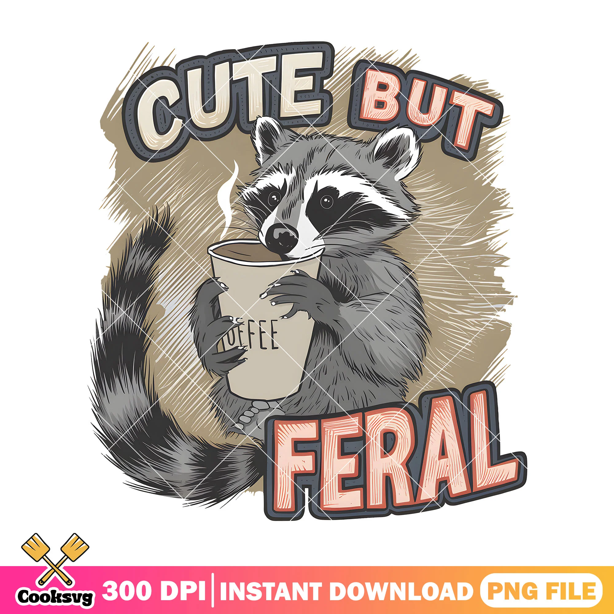 Raccoon cute but feral png, halloween decor, halloween movies png
