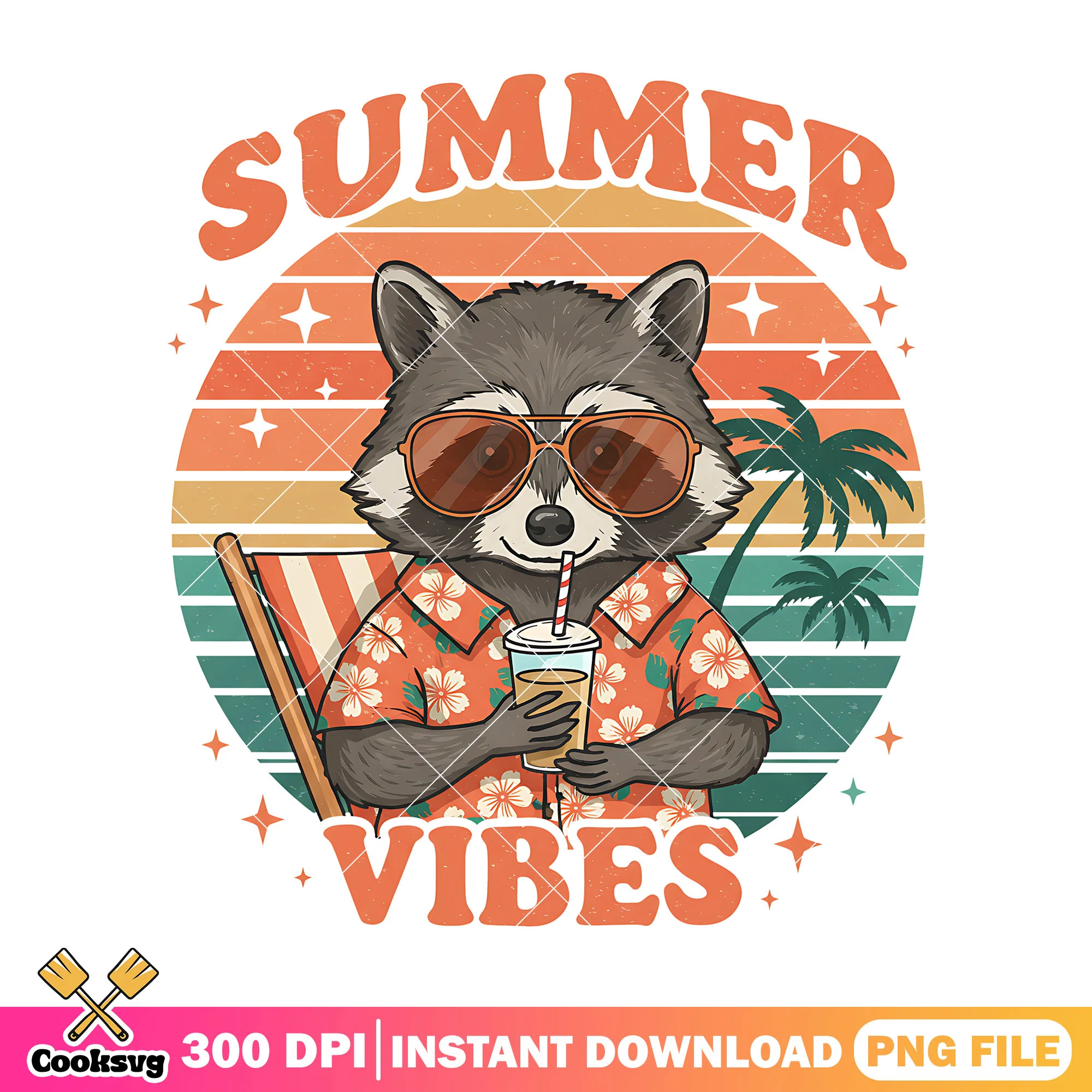 Raccoon in summer vibes png, summer raccoon png, rocket raccoon png