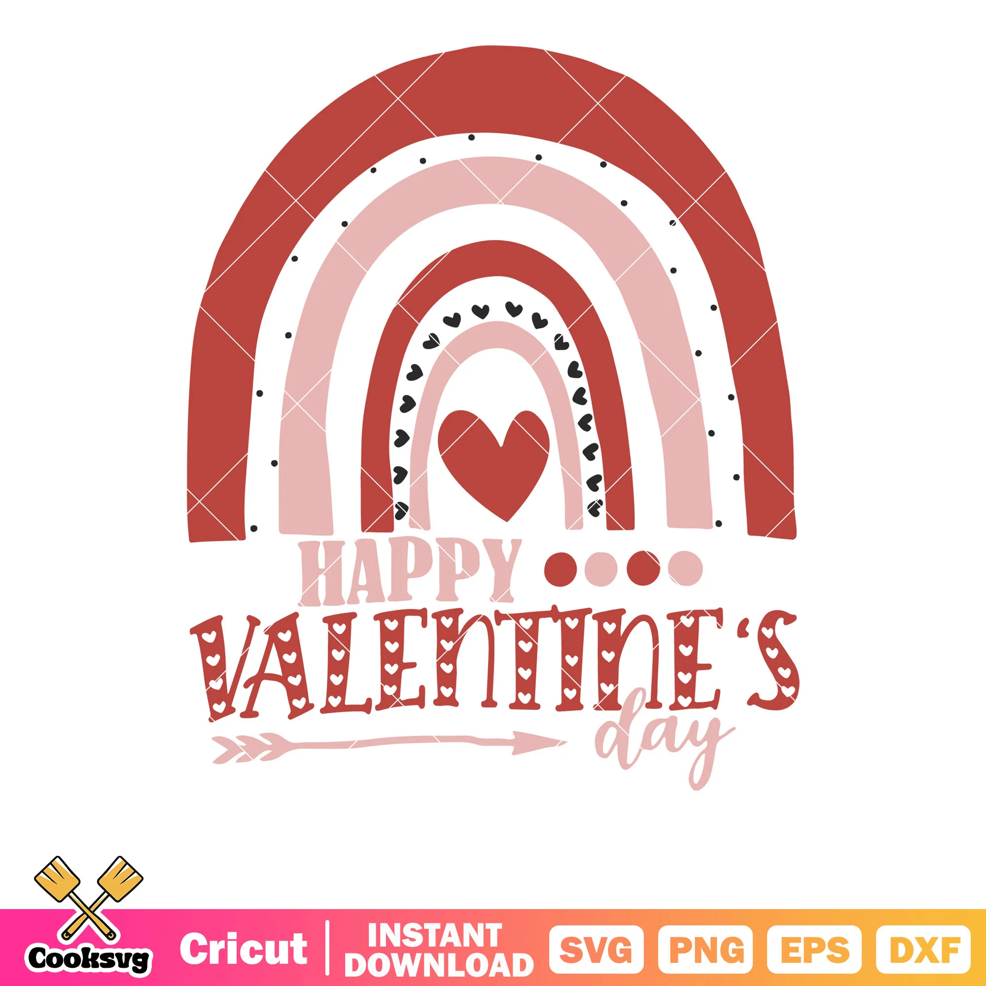 Rainbow happy valentines day svg, rainbow valentine svg