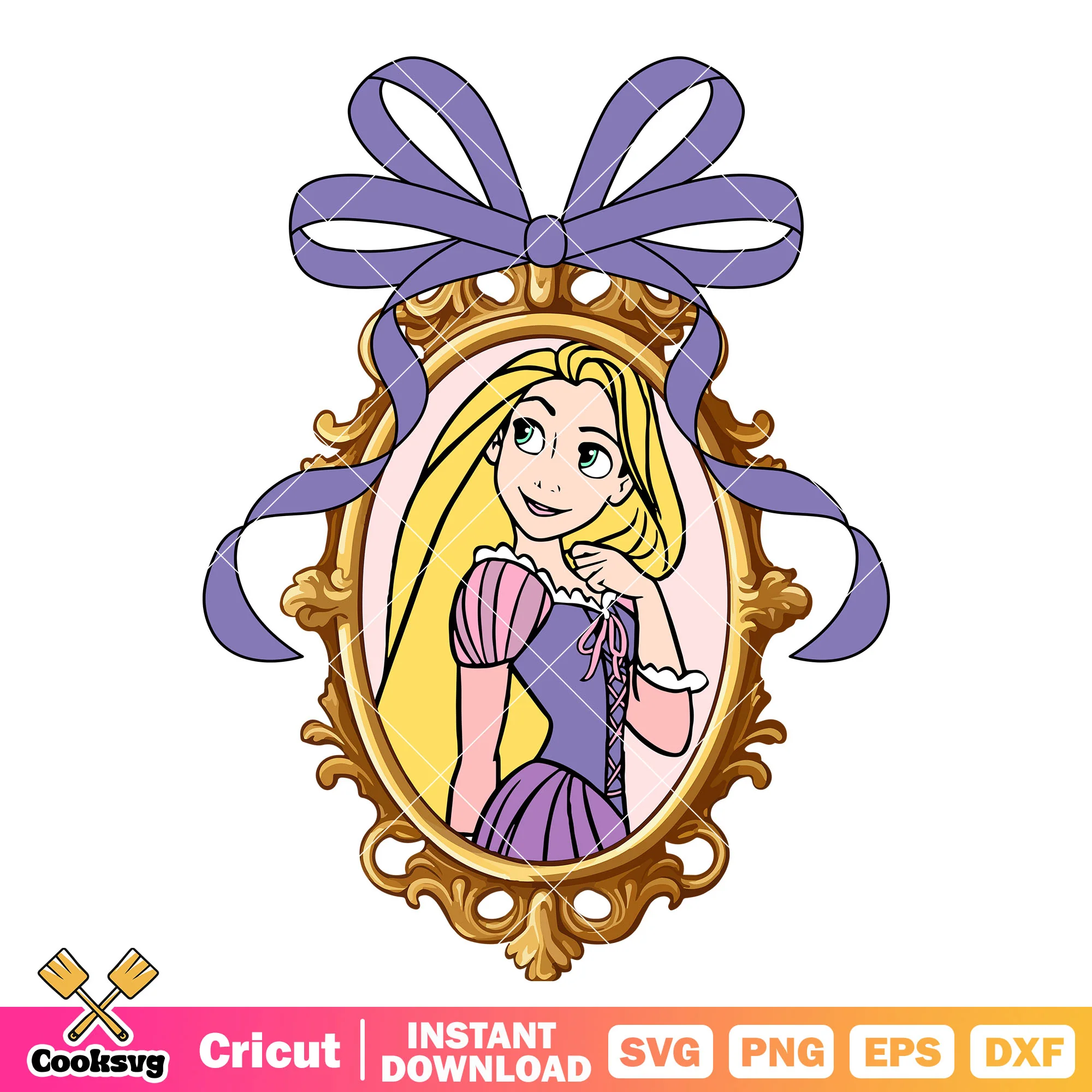 Rapunzel Disney Princess Mirror Bow Tie PNG, Disney Rapunzel PNG