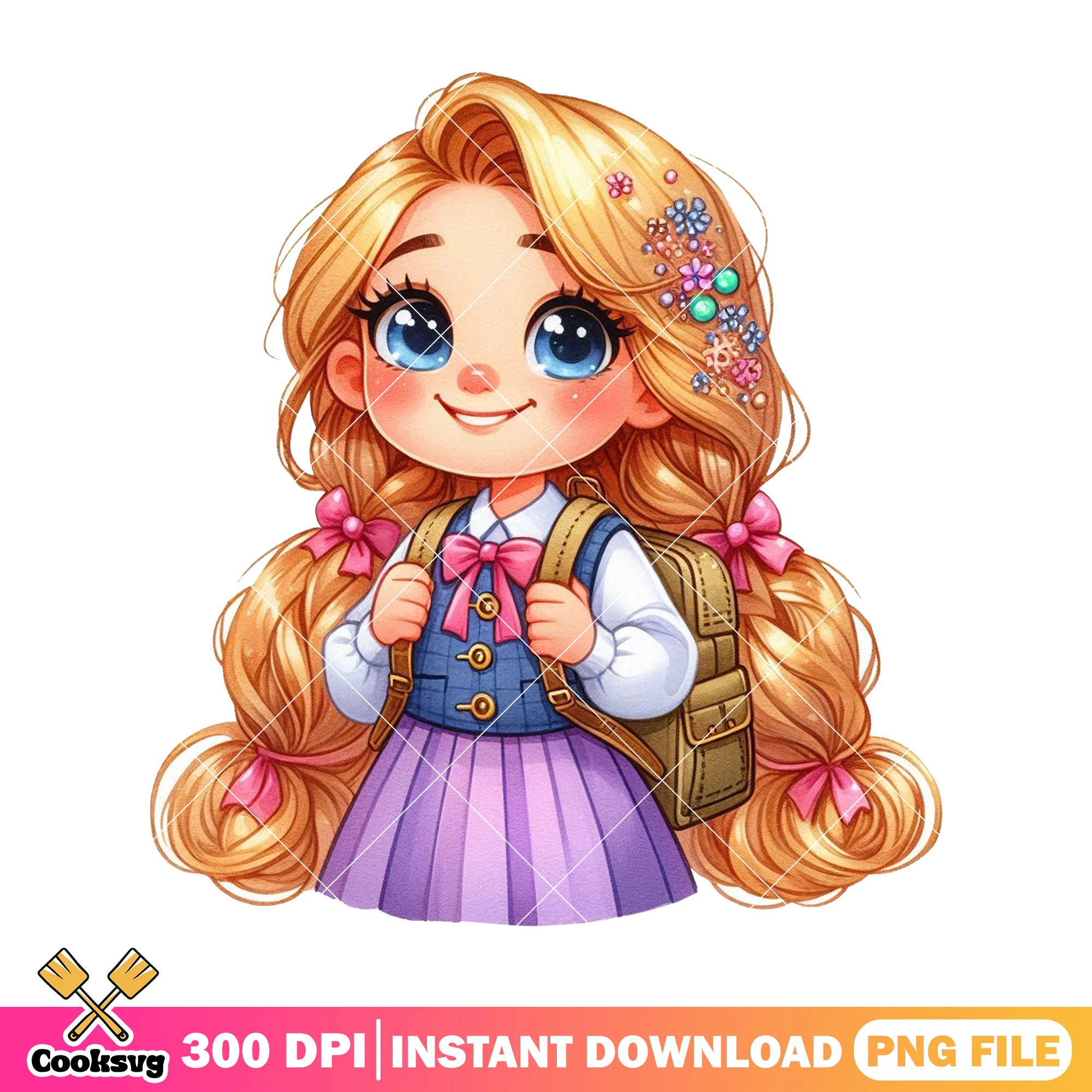 Rapunzel love chibi png, welcome back to school png, king disney png