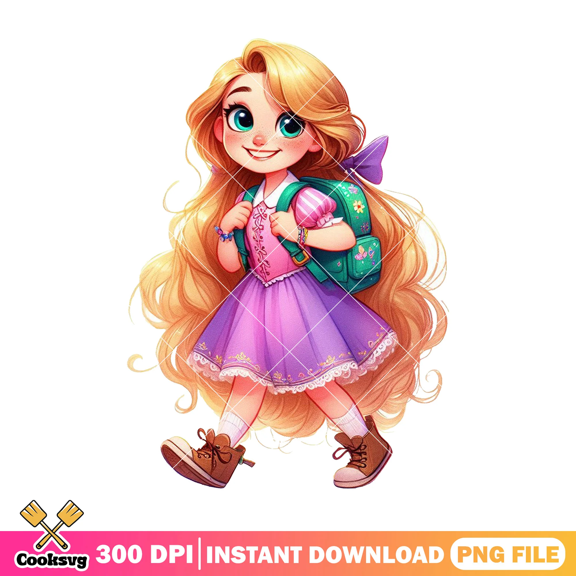 Rapunzel loves school png, image back to school png, art disney png