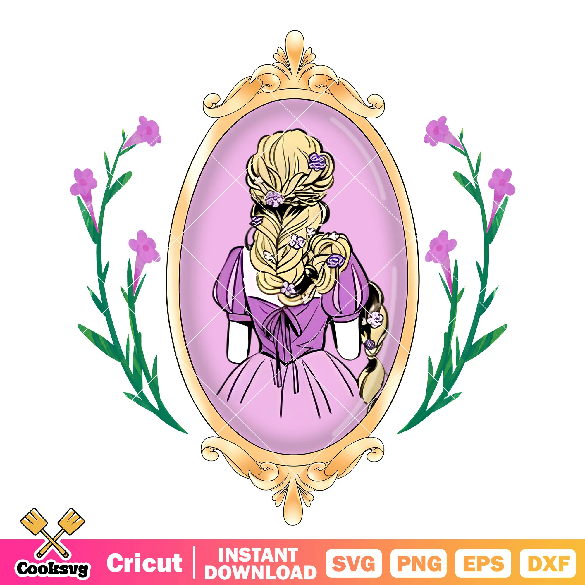 Rapunzel princess back in mirror png, rapunzel princess png