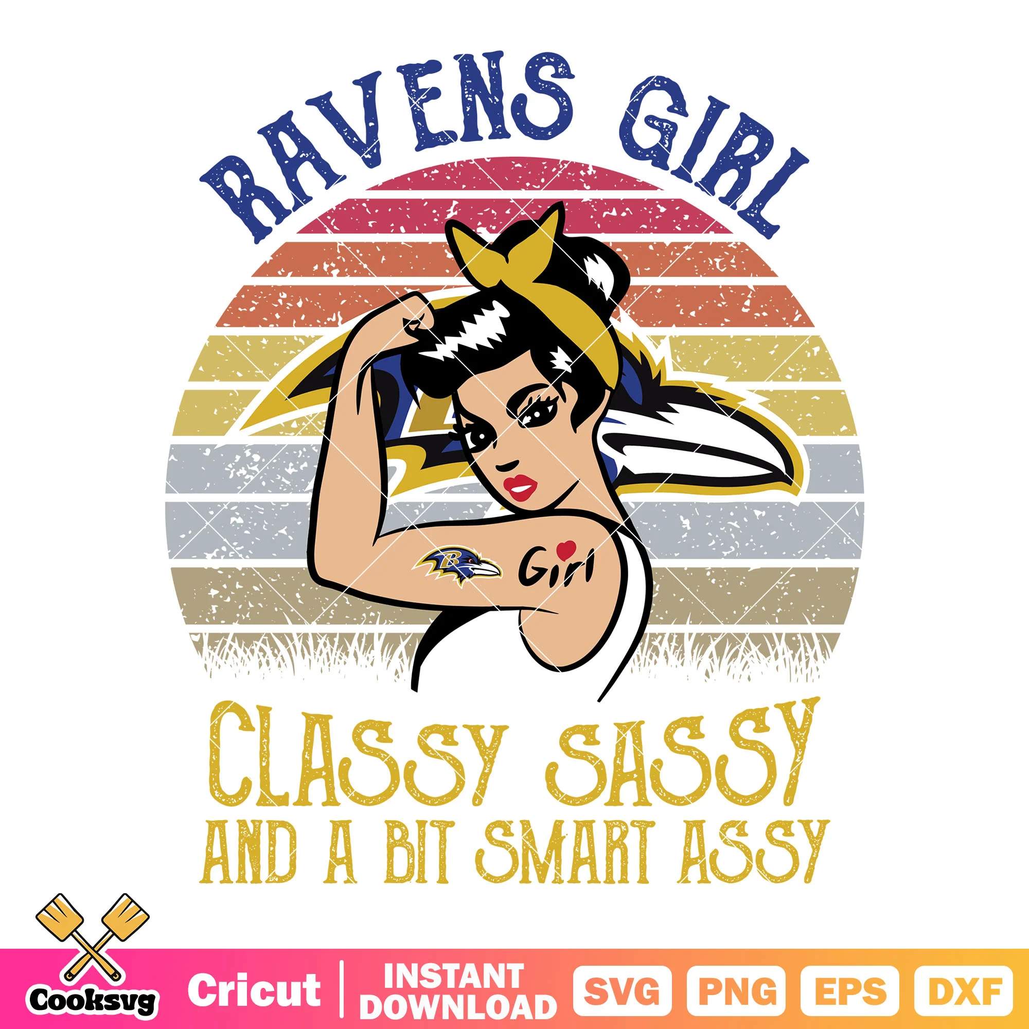 Ravens girl classy sassy and bit smart assy svg. baltimore ravens svg