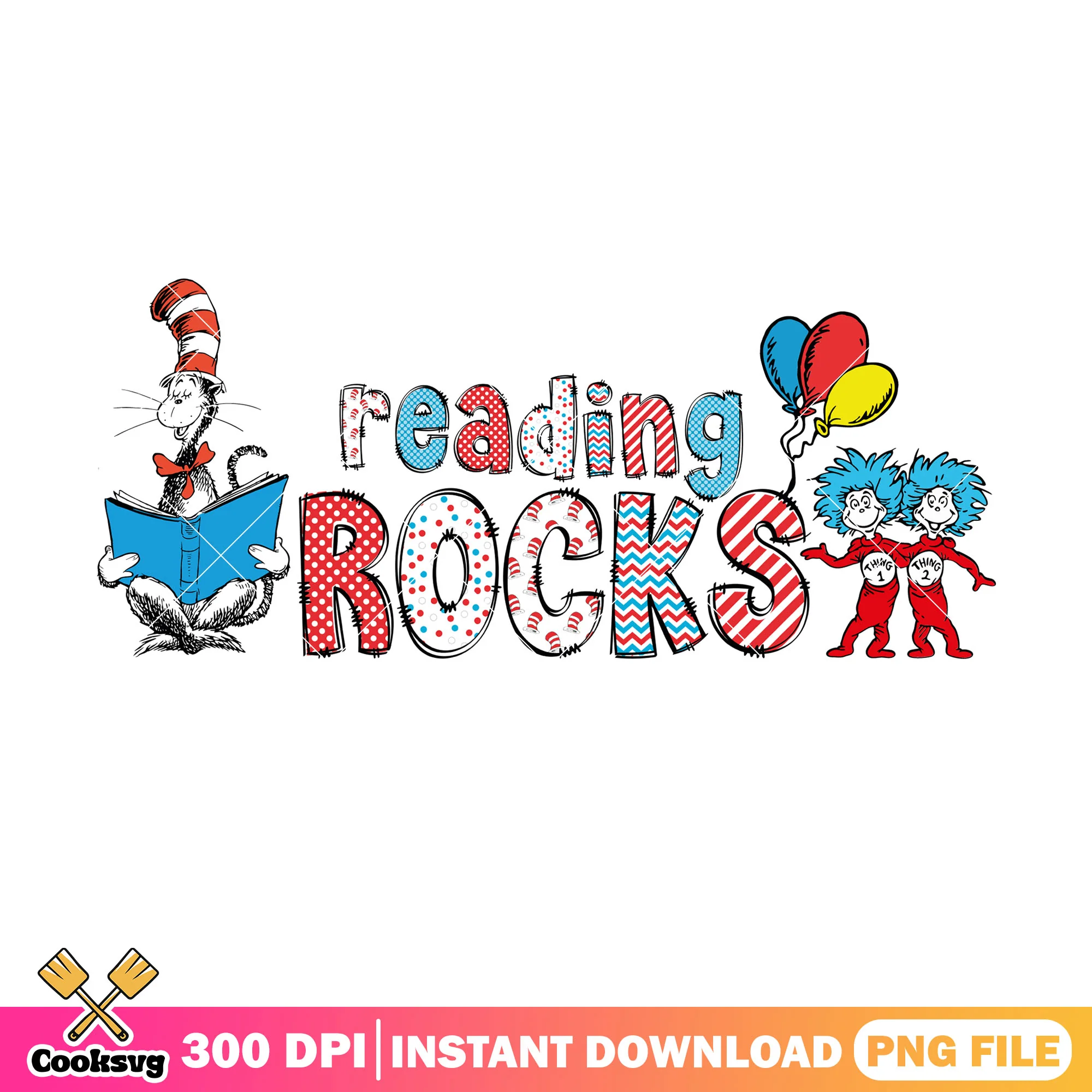 Reading rock with dr seuss friend png, dr seuss read png