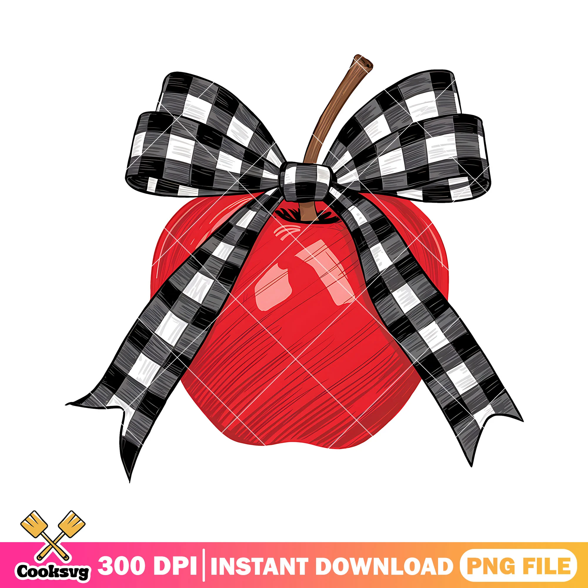 Red apple bow design png, black white bow png, back to school poster png