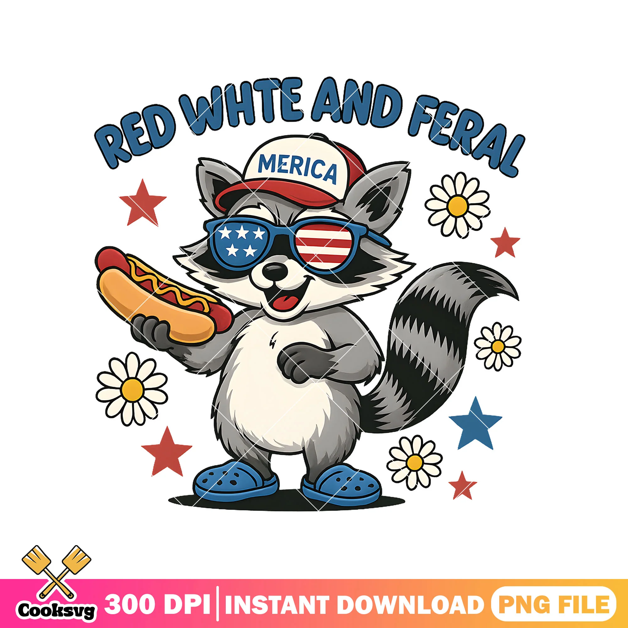 Red white and feral design png, feral raccoon png, red white america png