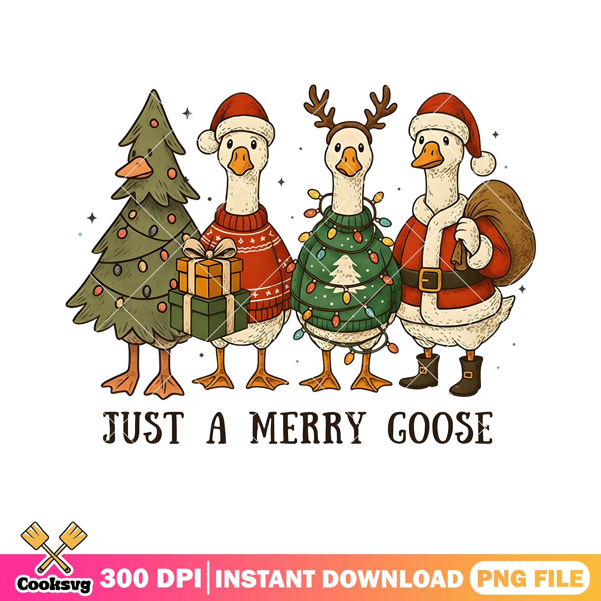 Reindeer horn goose png, merry christmas png, pine tree png