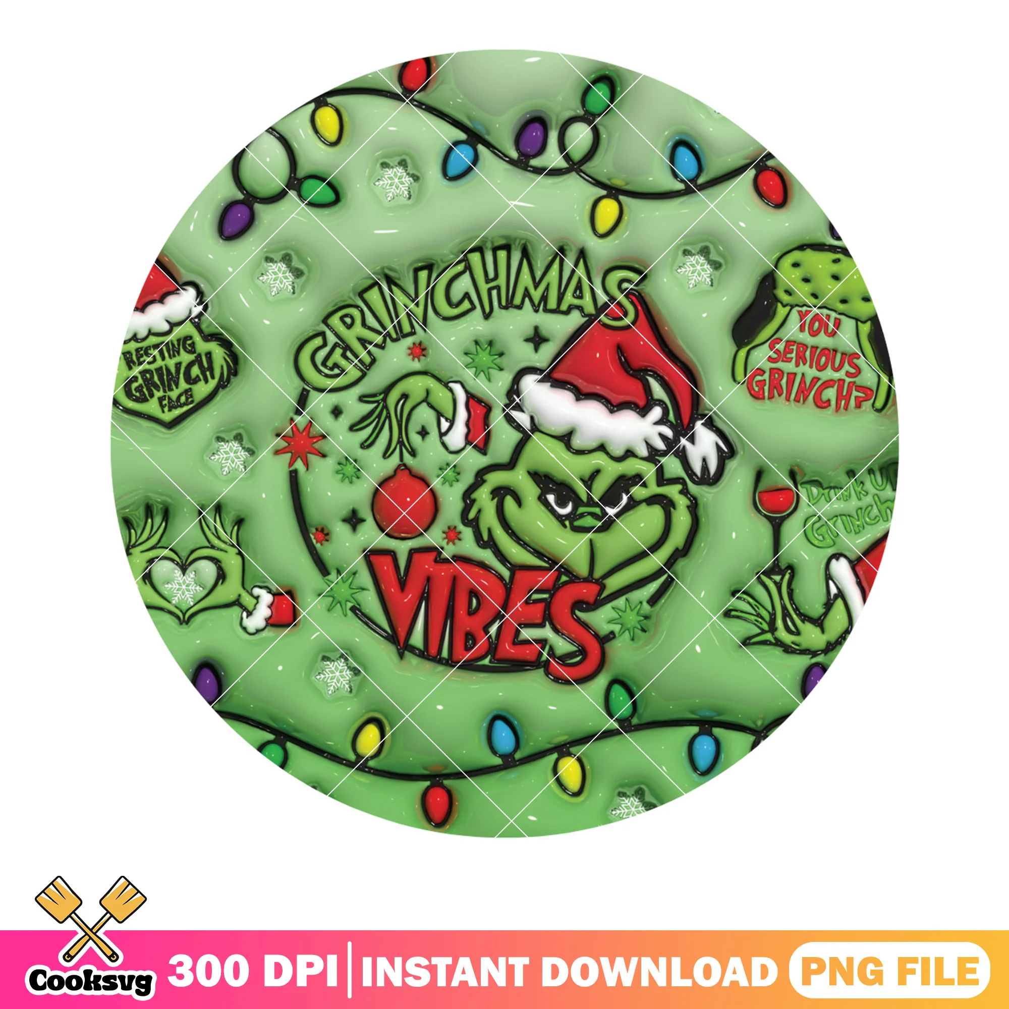 Resting grinch face png, christmas vibes png, christmas lights png