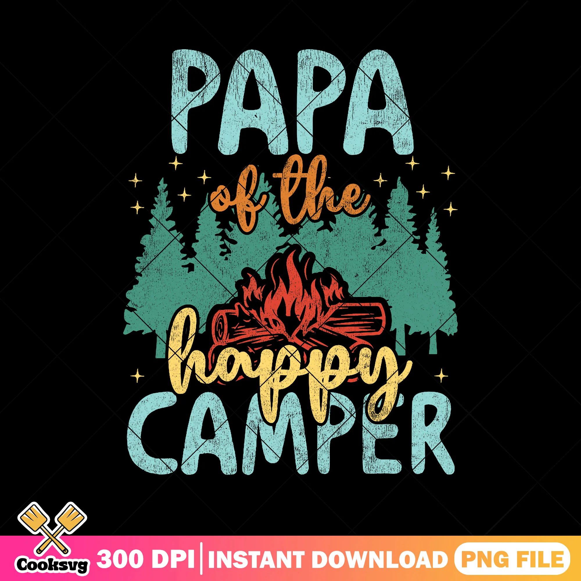 Retro papa of the happy camper png, family camp png, dad life png