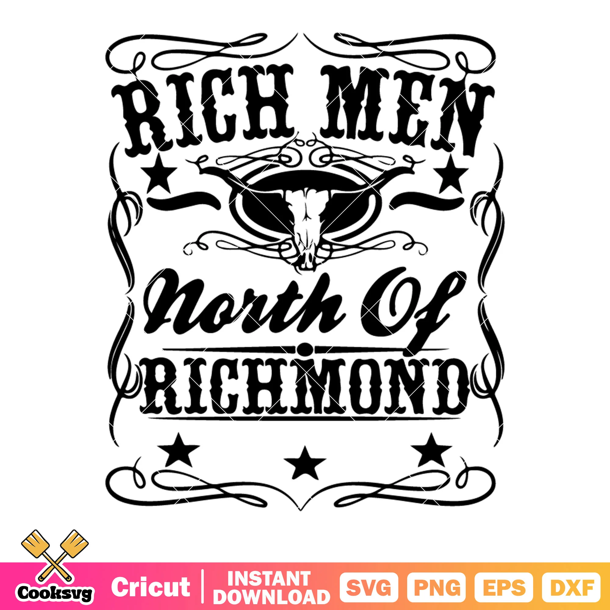 Rich men north of richmond svg, buffalow skulls svg, black star svg