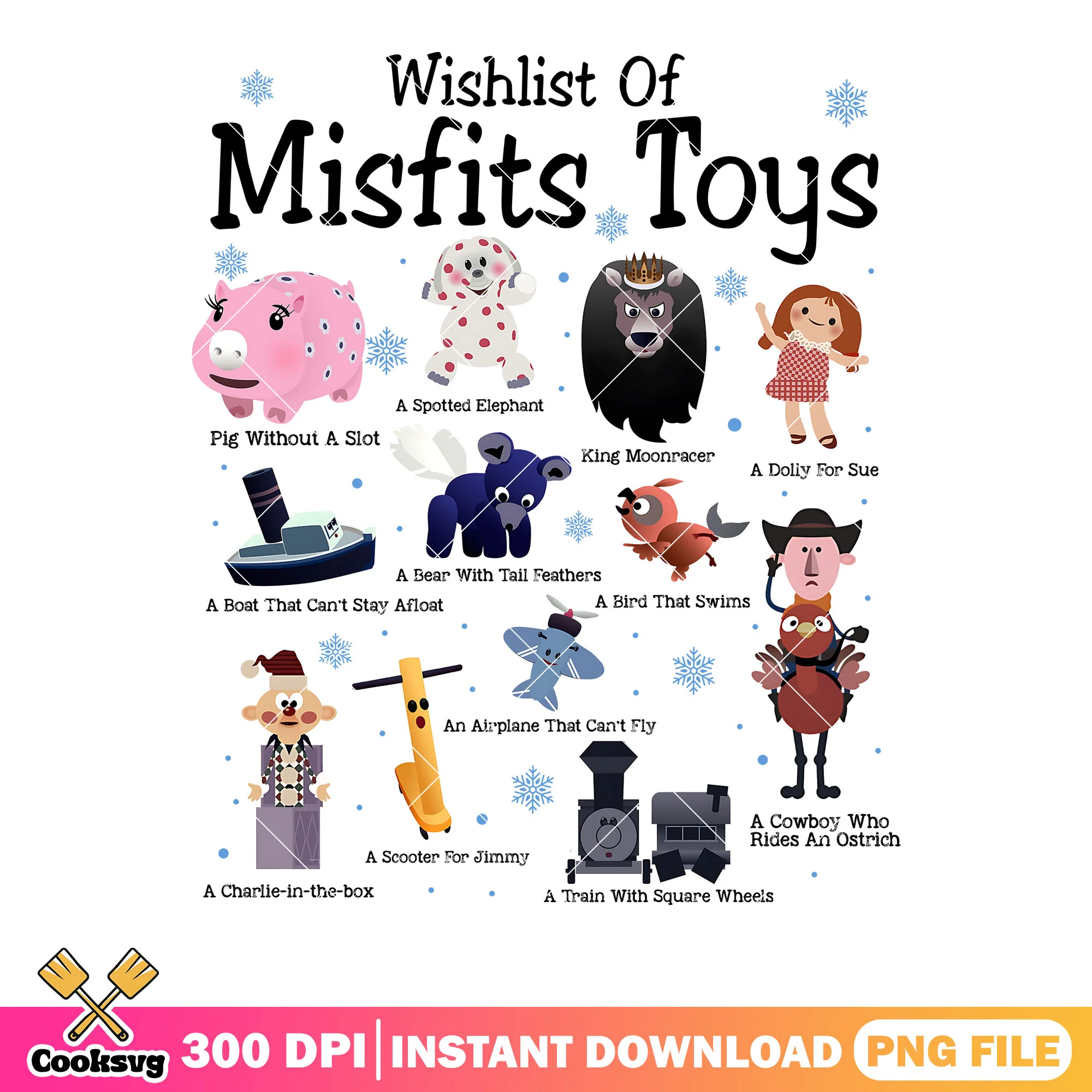 Rudolph misfit toys png, wishlist illustration png, cartoon png
