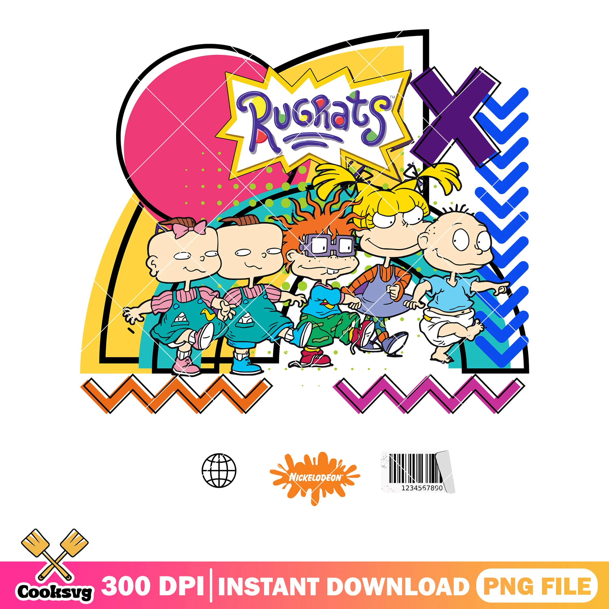 Rugrats lineup cast characters png, 90s Nickelodeon show png