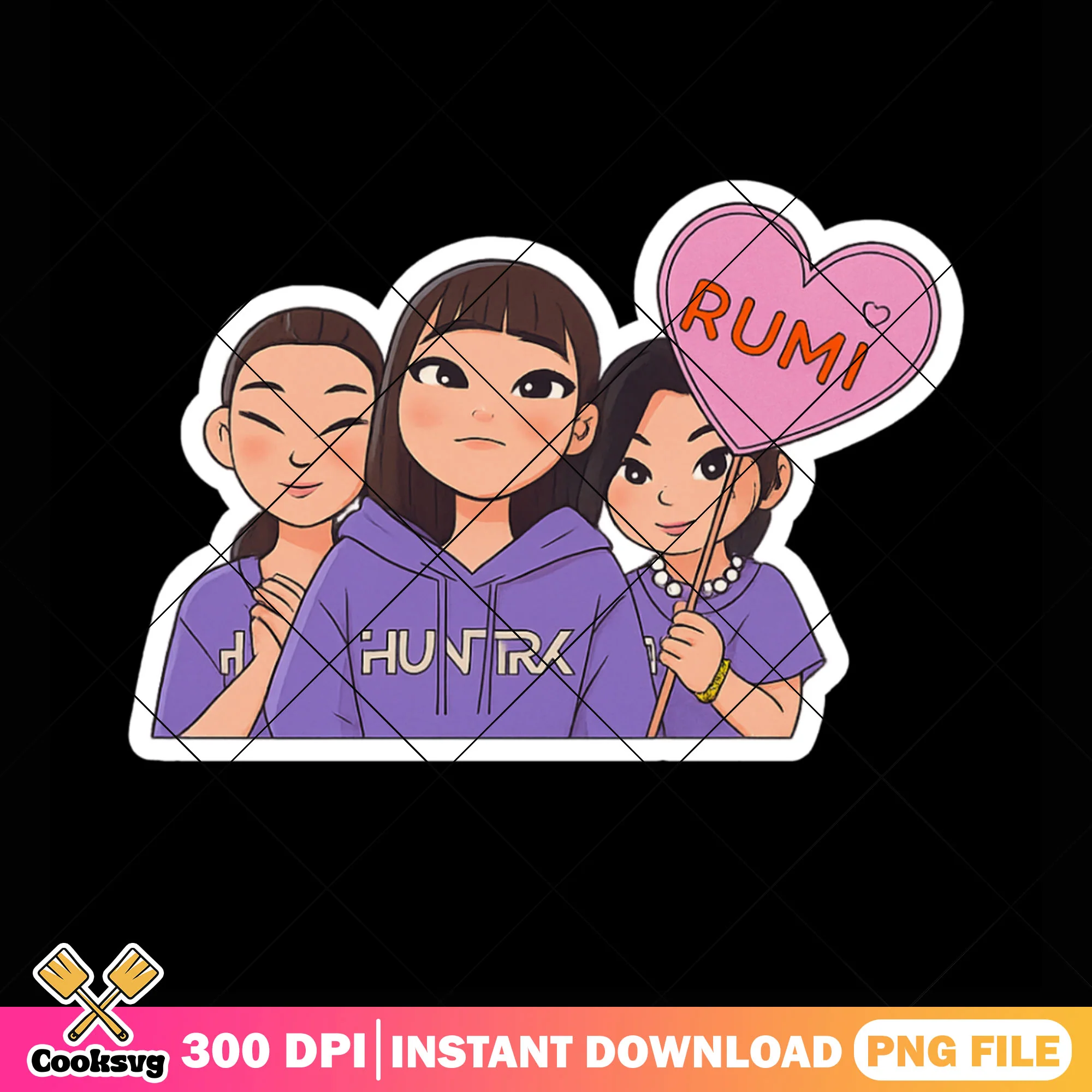 Rumi fan girls png sticker, kpop rumi png, rumi huntrix png