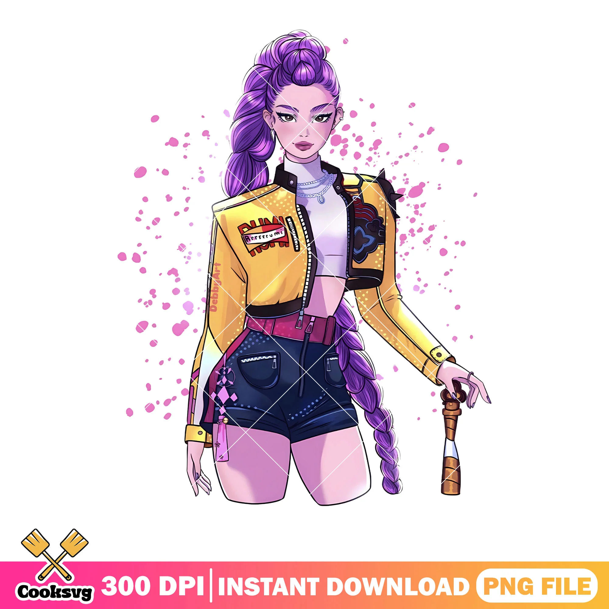 Rumi outfit jacket png, anime rumi pose outfit png, rumi huntrx png