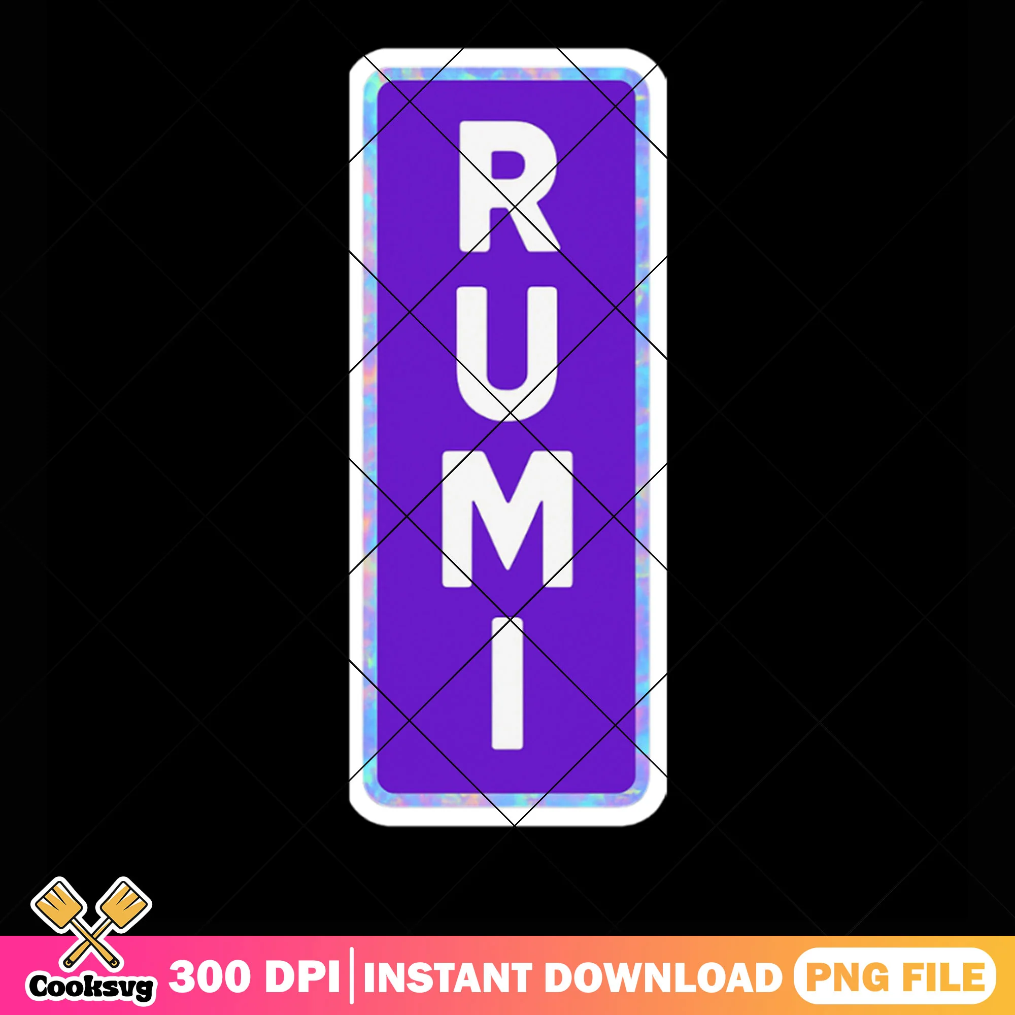 Rumi vertibal tag name png sticker, rumi huntrix png, kpop hunters png