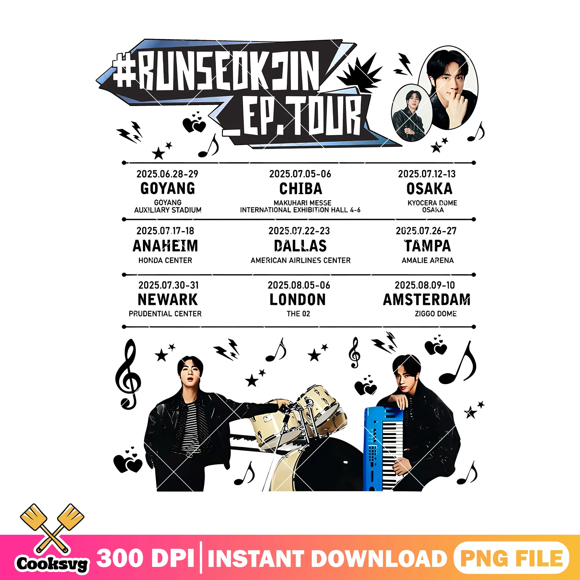 Runseok jin ep tour png, Jin Tour 2025 png, Jin Concert png