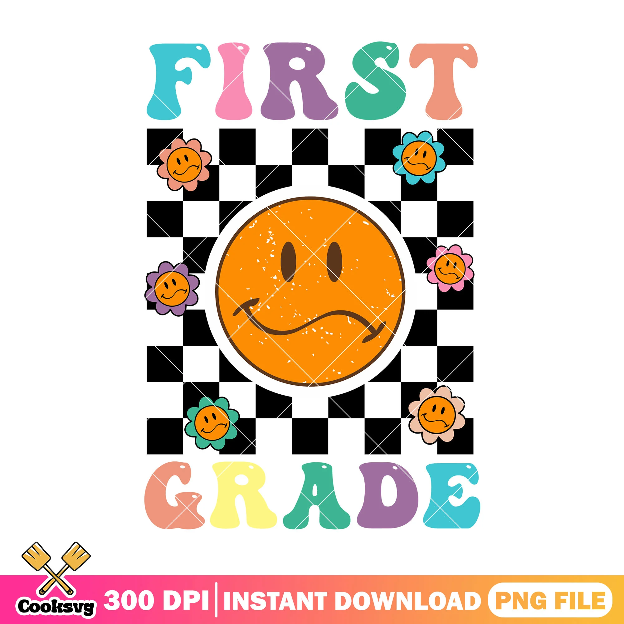 Sad first grade design png, yellow face png, going back to school png