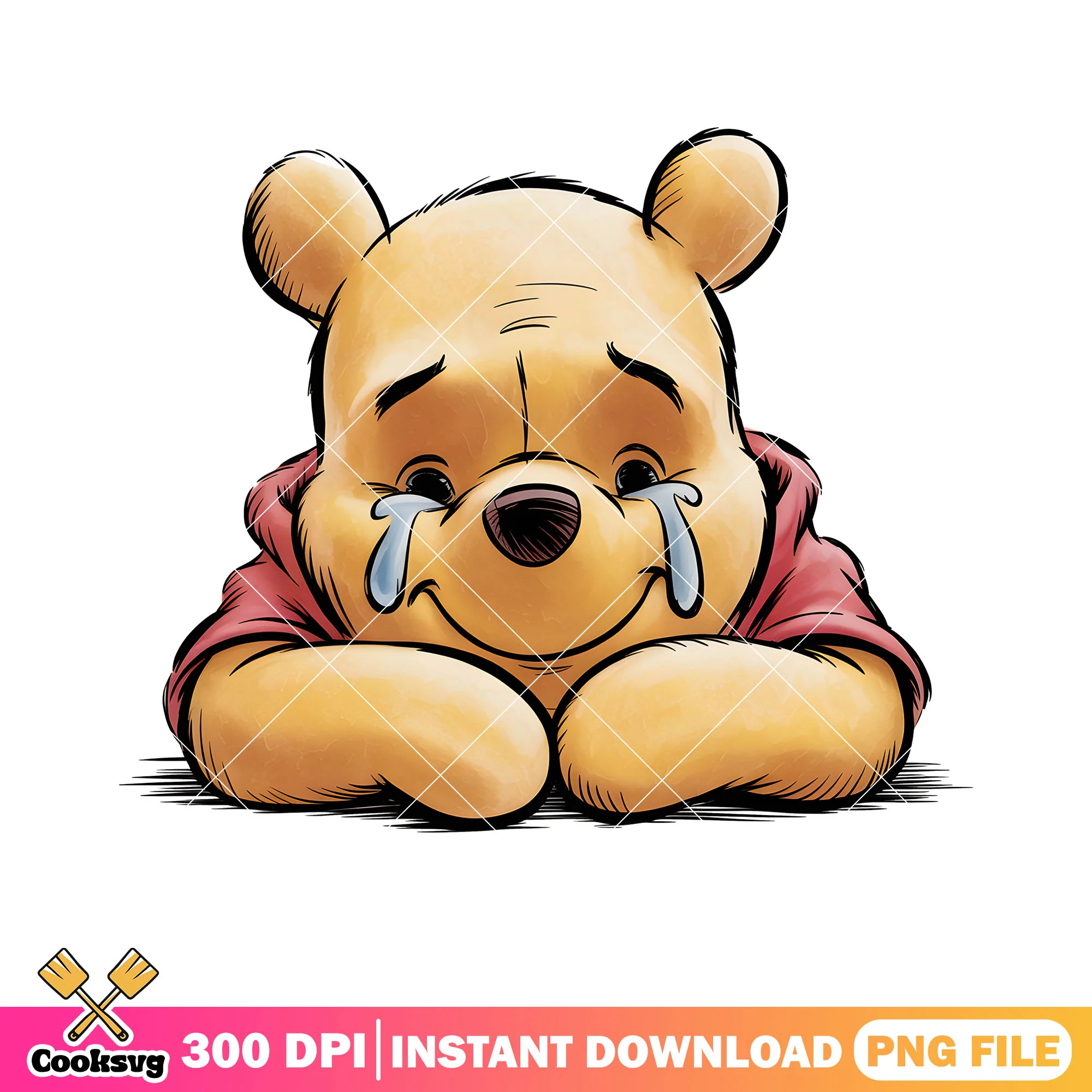 Sad poster of pooh png, winnie the pooh png, pooh poster png