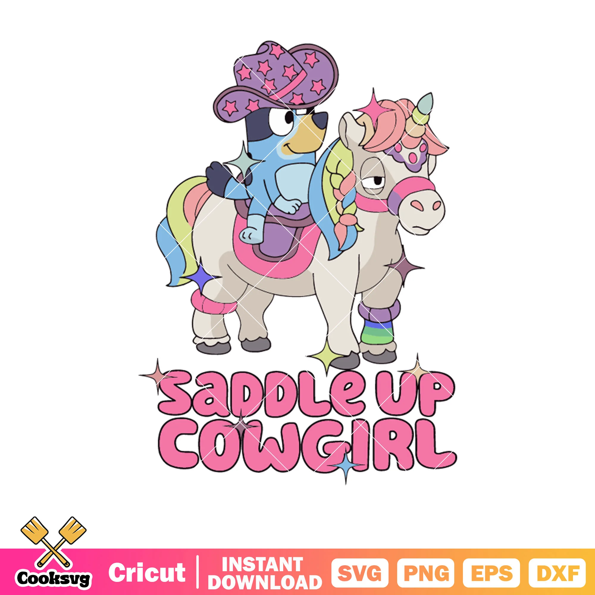 Saddle up cowgirl svg, bluey unicorn toy svg, bluey funny svg, bluey dog svg