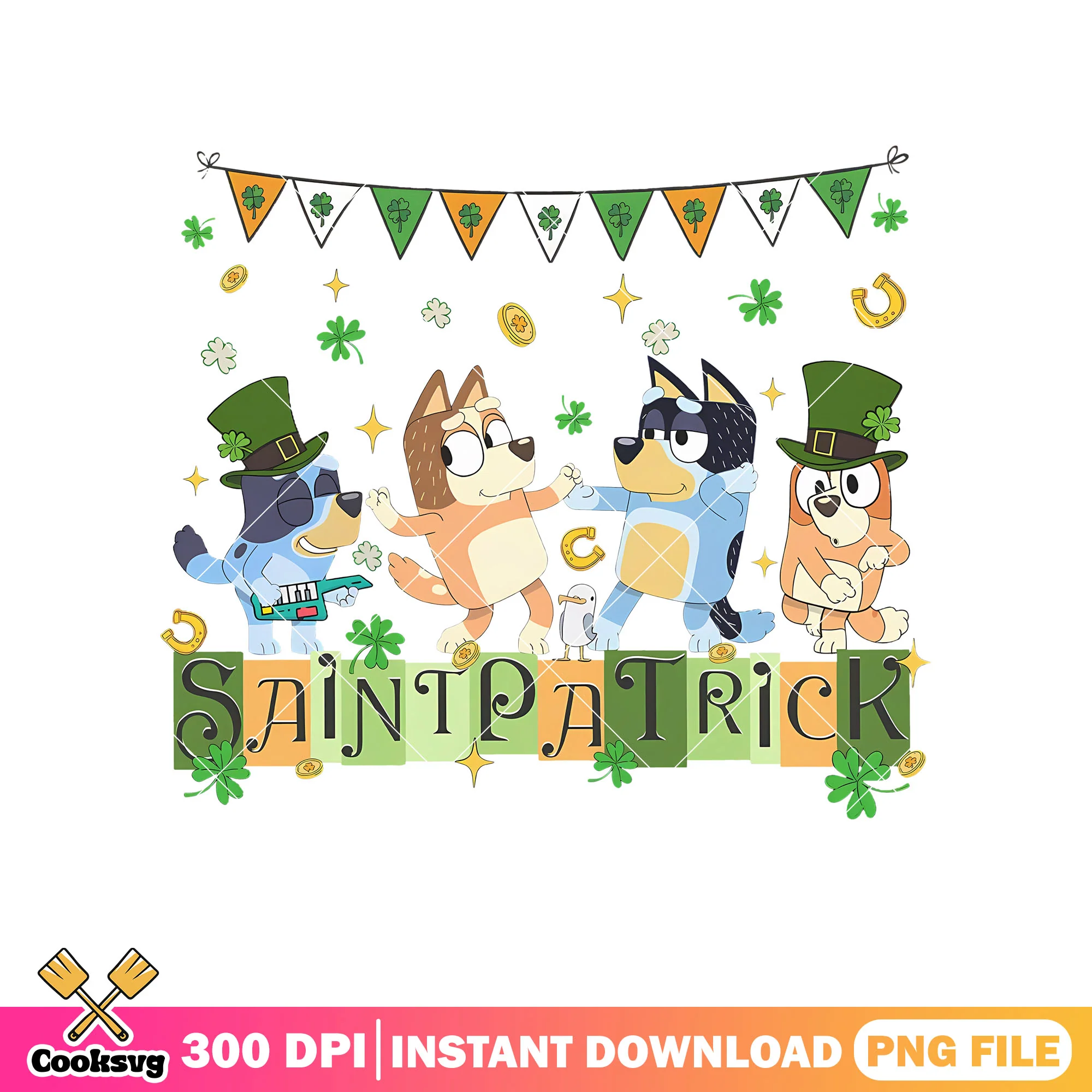 Saint patrick bluey family party png, bluey lucky toy png,  character bluey png