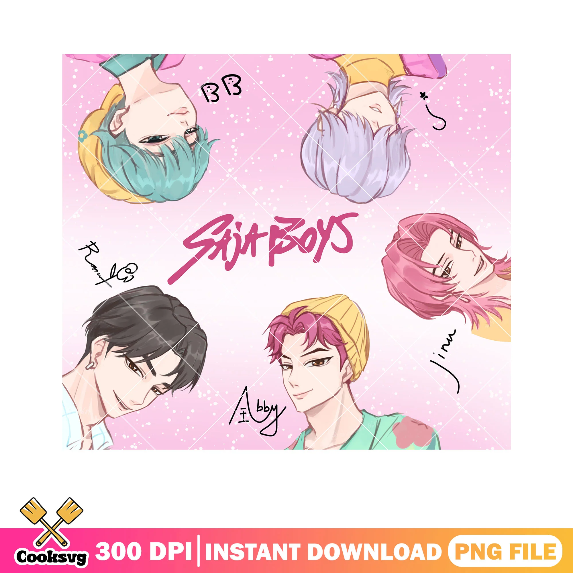 Saja boys kpop art png, anime kpop saja png, poster saja anime png