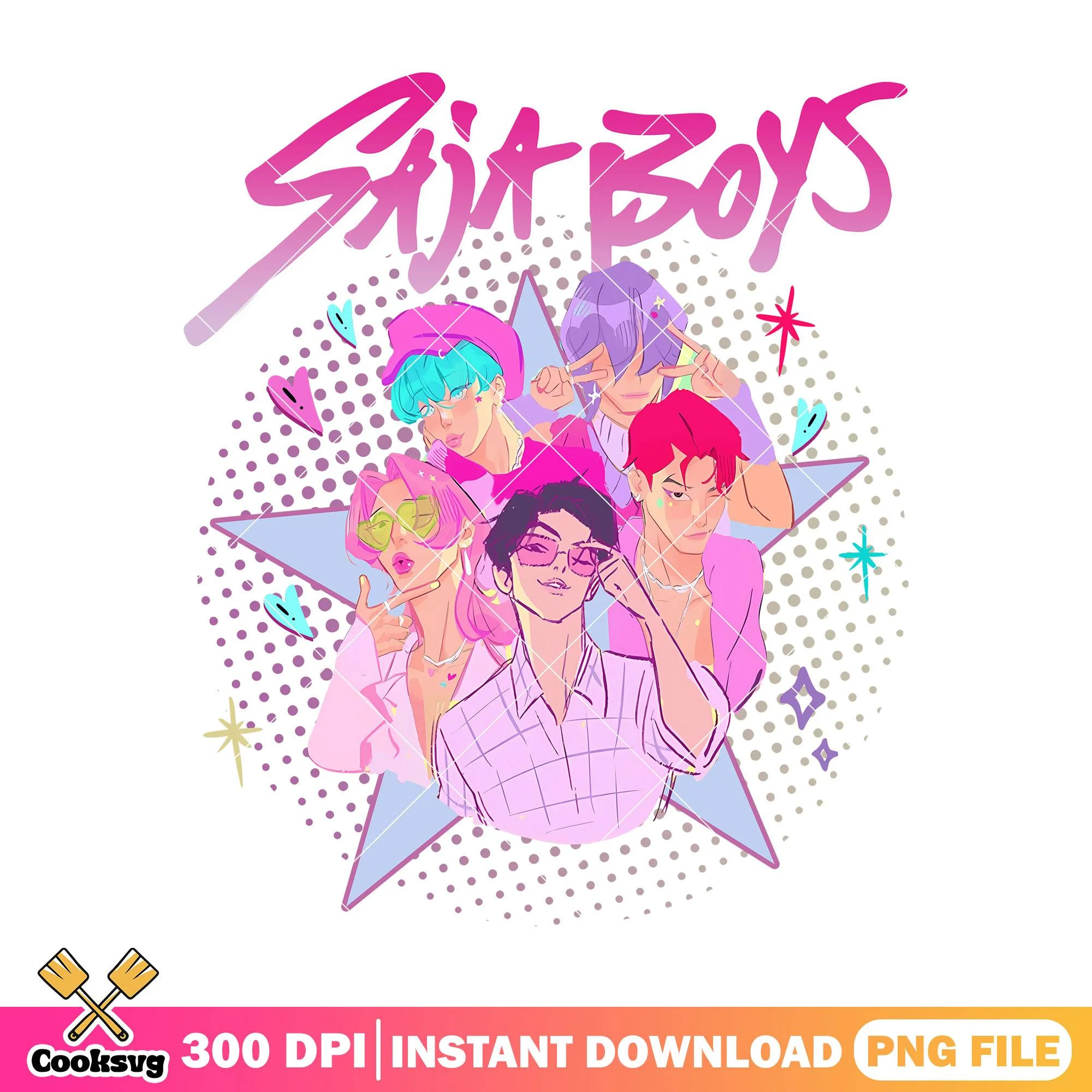 Saja boys kpop pink star png, saja boys png, kpop demon hunters png