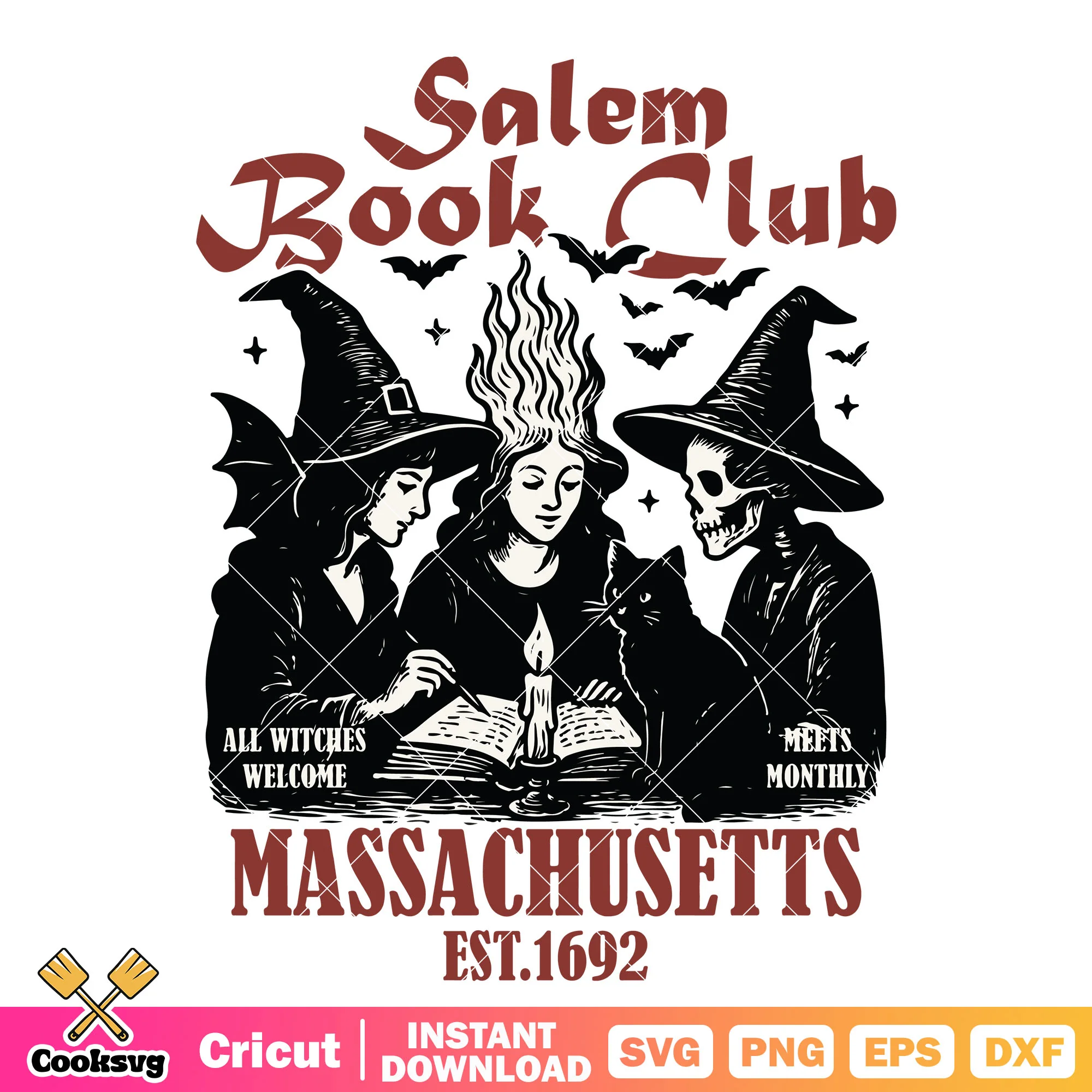 Salem book club girl est svg, salem book svg, halloween girl svg