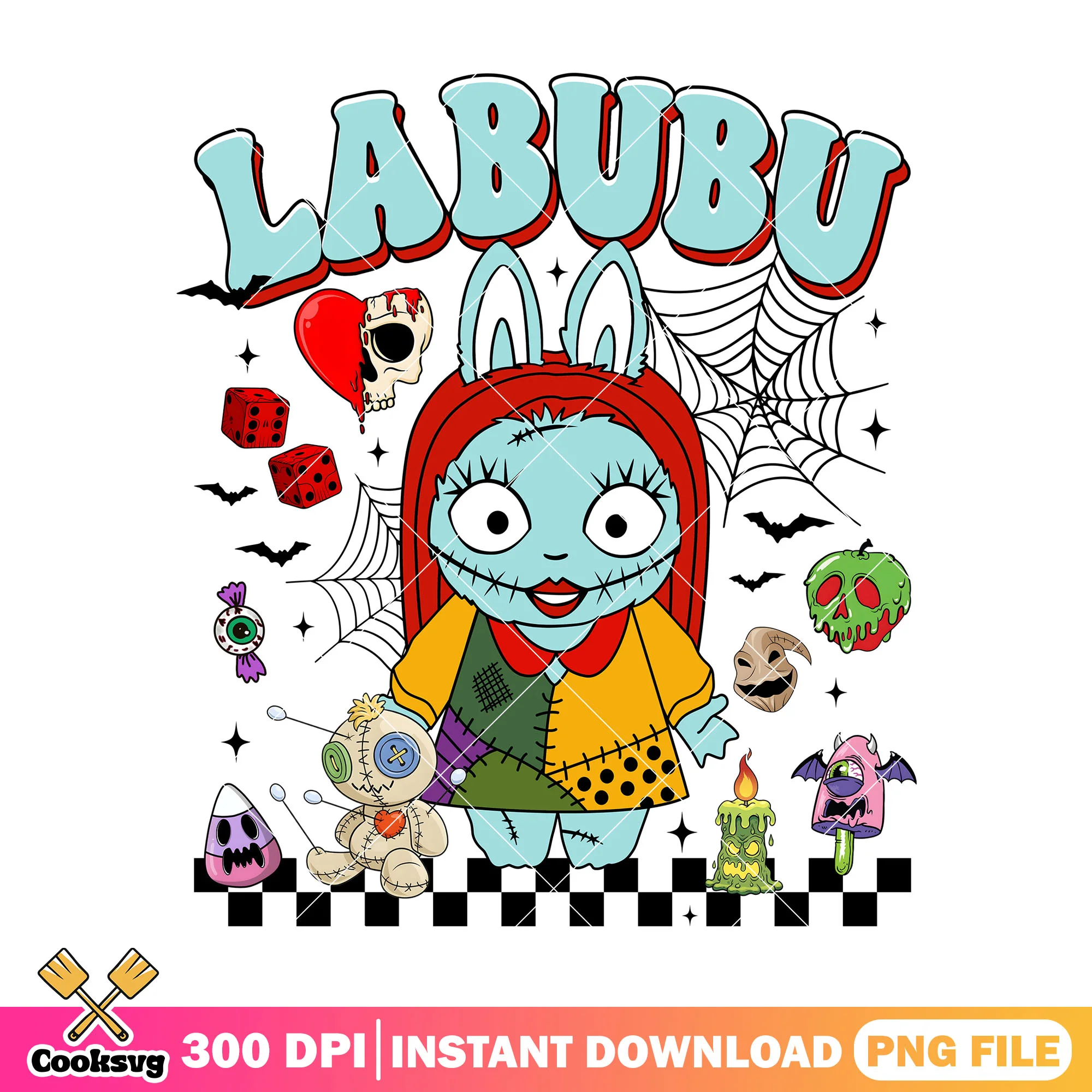 Sally labubu doll png, nightmare before christmas png, labubu doll png