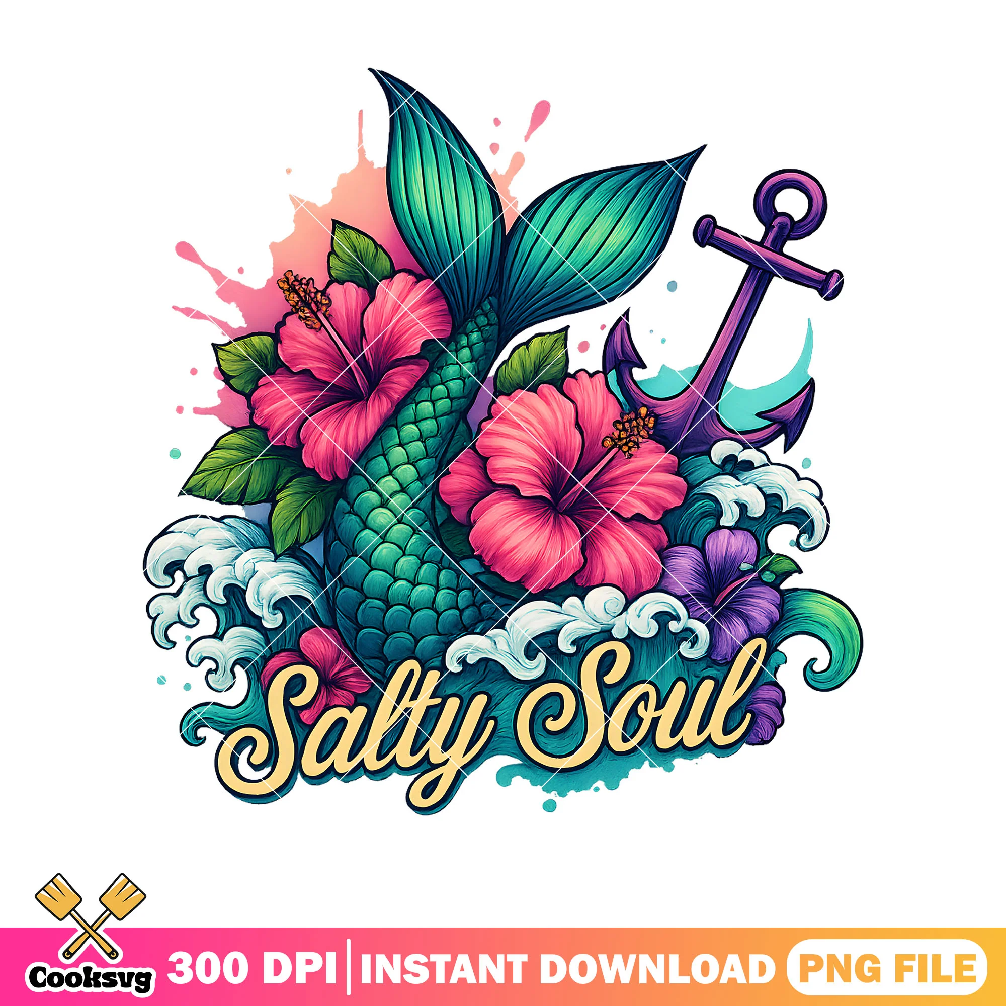 Salty Soul Mermaid png, salty soul png, Mermaid Tail PNG