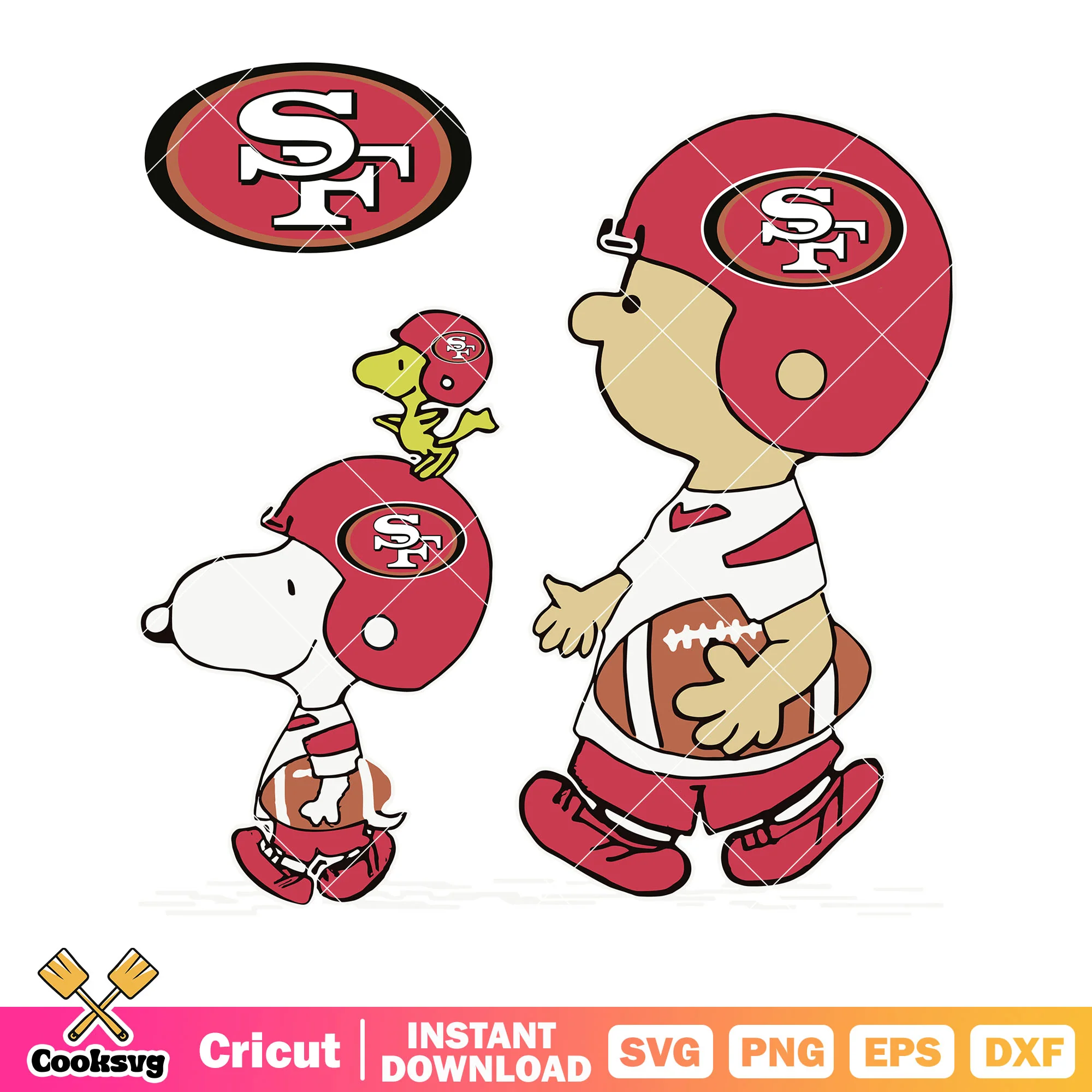 San francisco 49ers svg, charlie brown and snoopy svg, woodstock svg